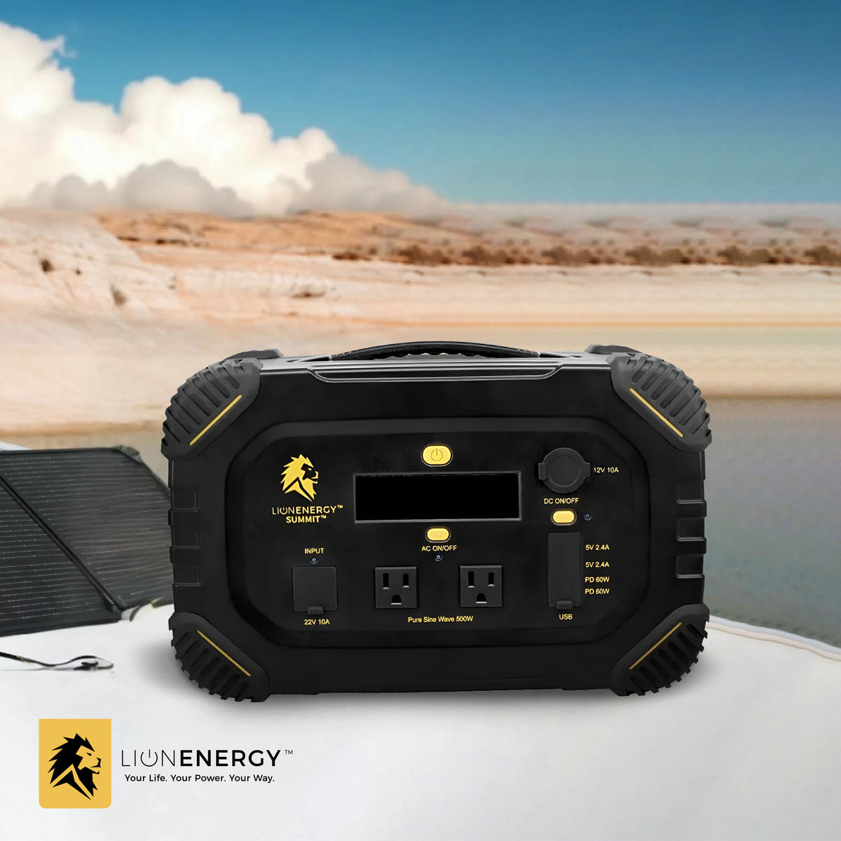 Lion Energy Summit Portable Solar Generator Power Station, 665 Wh, 530W Inverter