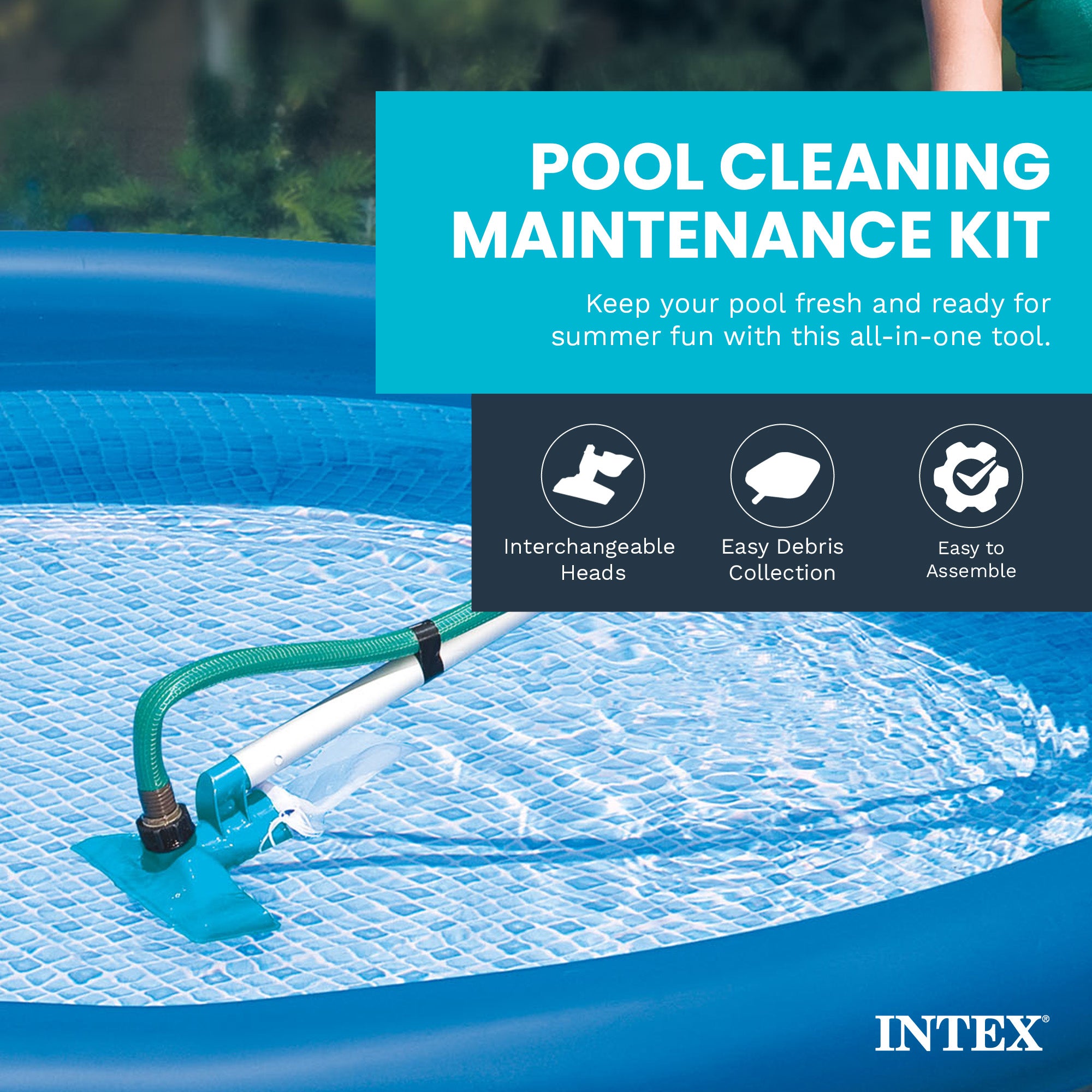 Intex Cleaning Maintenance Swimming Pool Kit w/ Vacuum & Pole |28002E (Open Box)