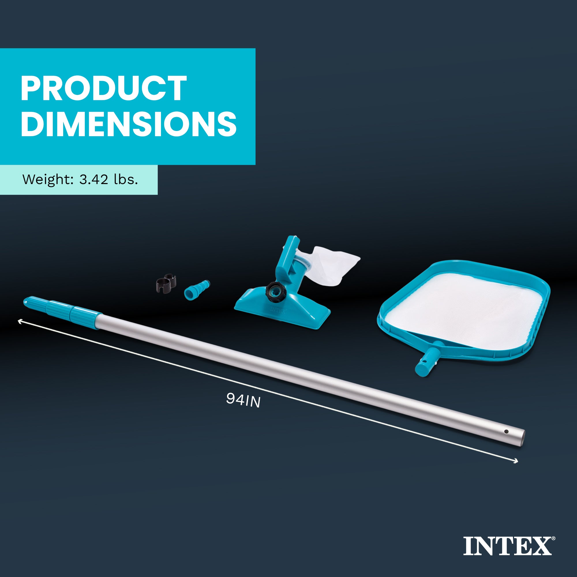 Intex 28002E Maintenance Pool Kit Vacuum Skimmer & Pole (Pool Sold Separately)