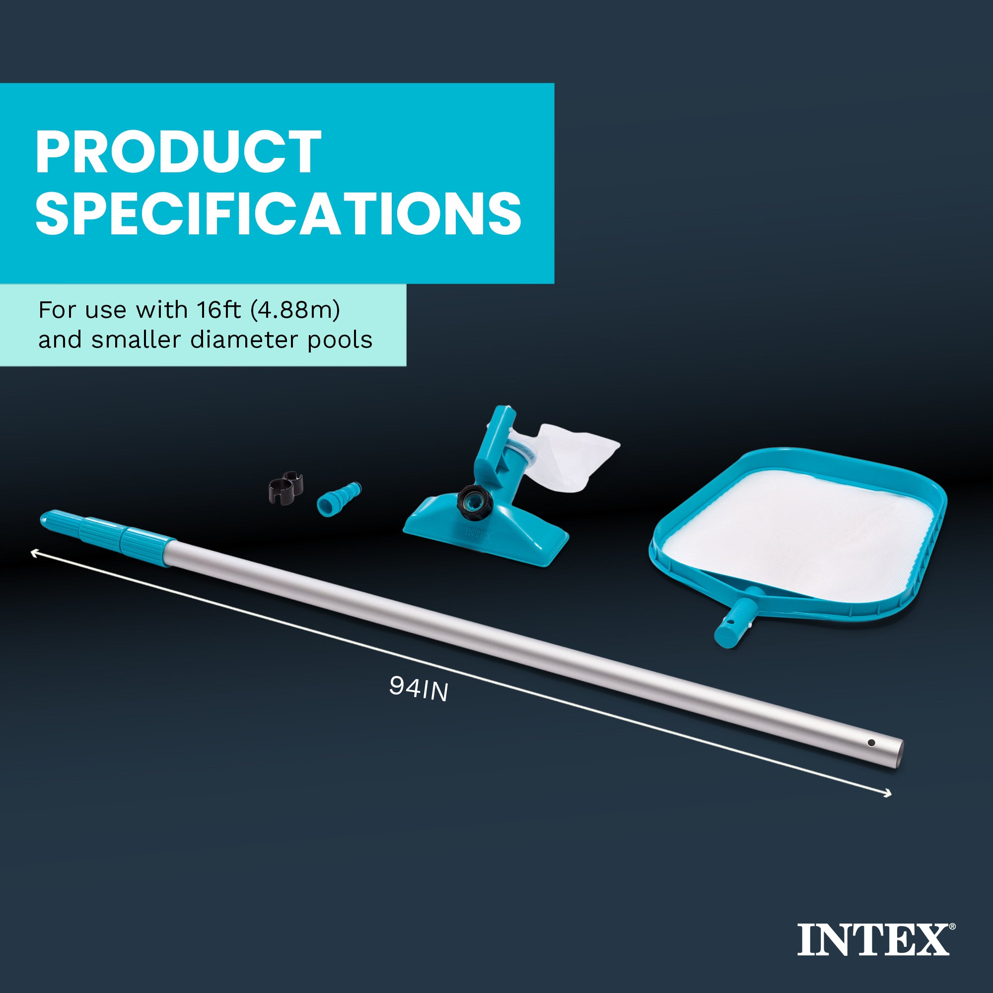 Intex Cleaning Maintenance Swimming Pool Kit w/ Vacuum & Pole |28002E (Open Box)