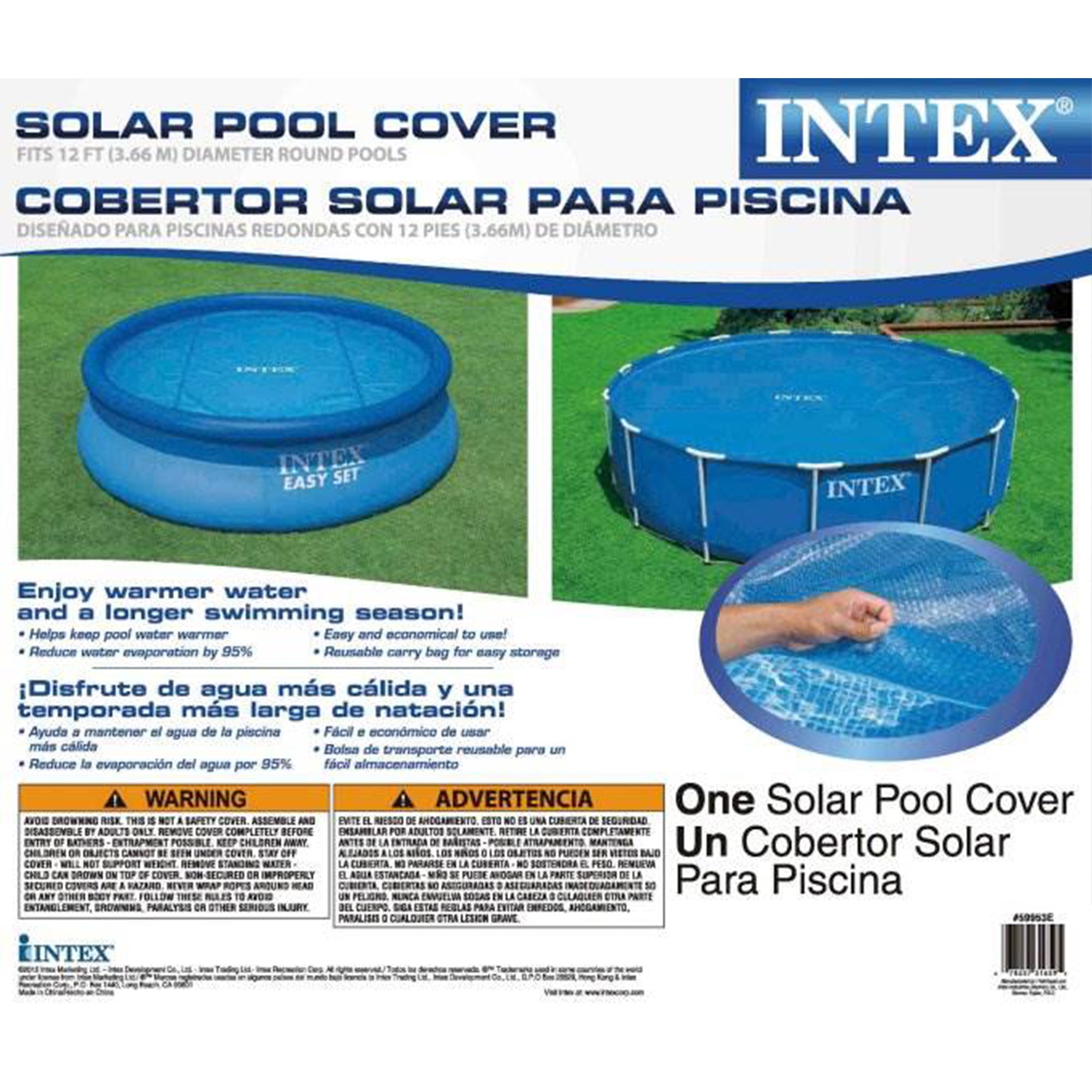 Intex 12' Pool Cover w/ 12 x 2.5 Ft Metal Frame Pool w/ Intex Filters (6 Pack)