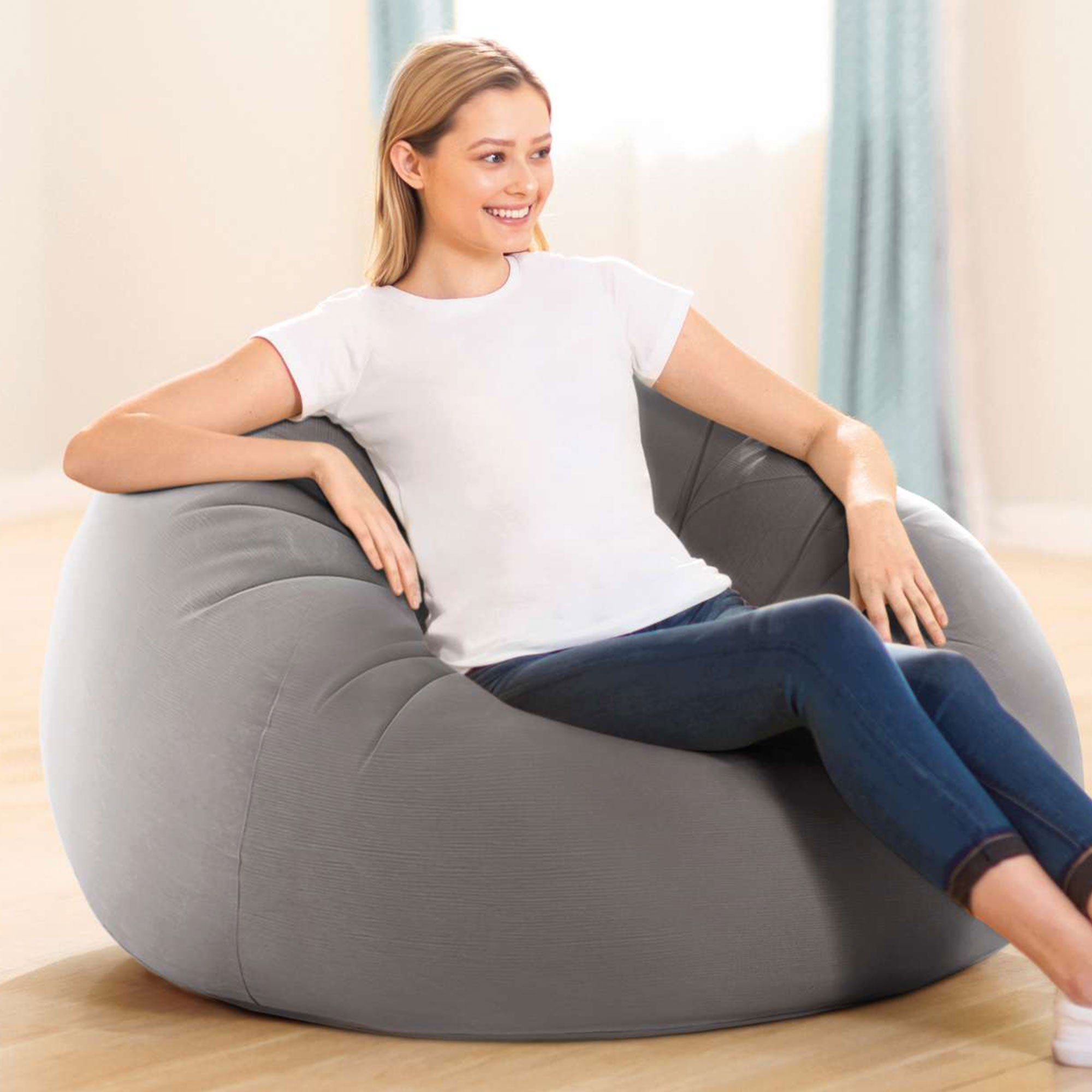 INTEX Inflatable Lounge Beanless Lounger Bag Chair - Grey (Open Box)