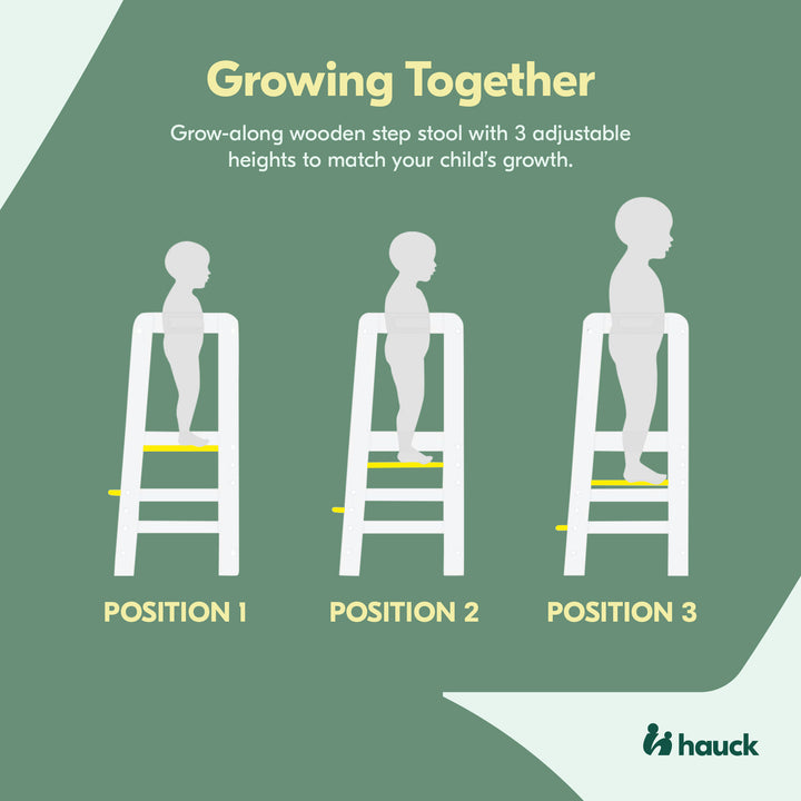 Hauck Learn N Explore Montessori Toddler Tower, Wooden Kitchen Stool, White - VMInnovations