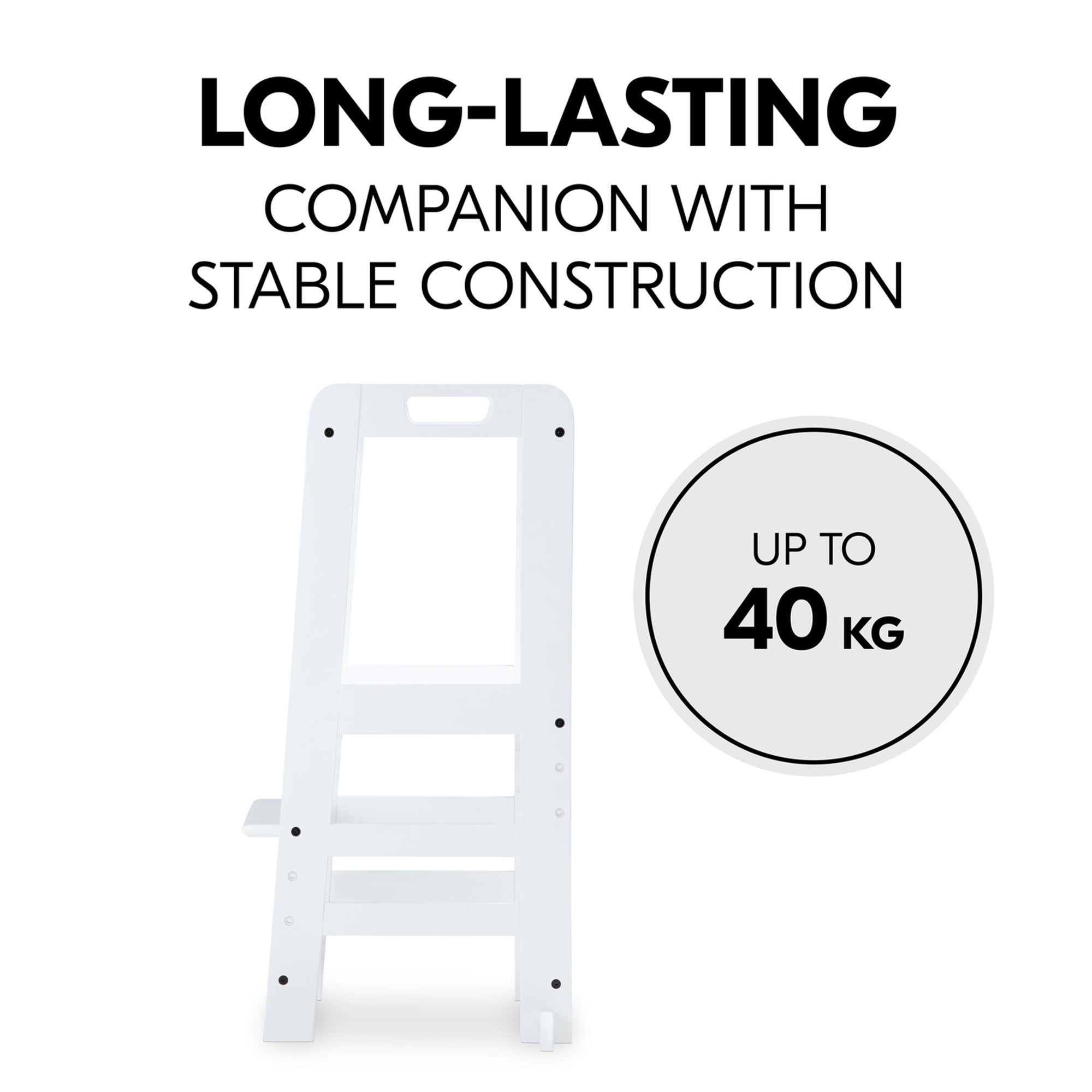 hauck Learn N Explore Montessori Toddler Tower, Wooden Kitchen Stool, White - VMInnovations