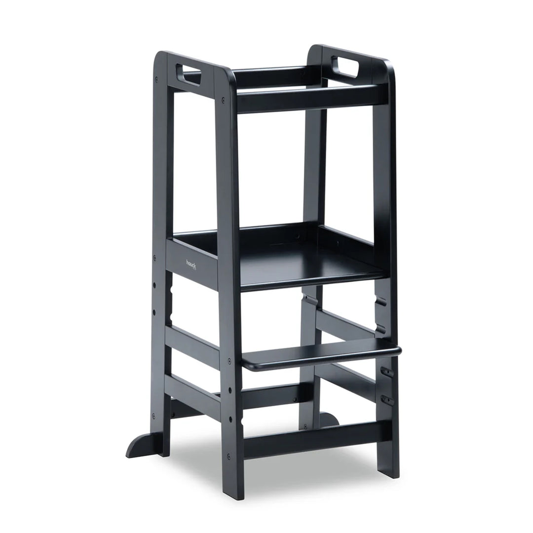 Hauck Learn N Explore Montessori Toddler Tower, Wooden Kitchen Stool, Black