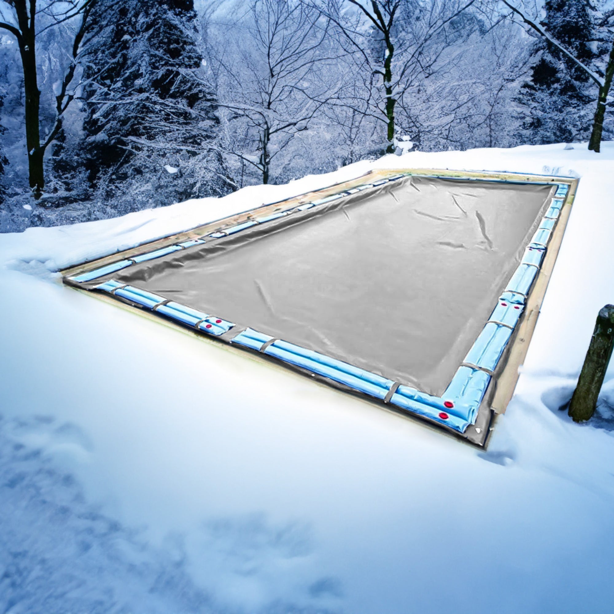 Swimline Hydrotools Silver King Winter Pool Cover for 14 x 28 Ft Inground Pools - VMInnovations