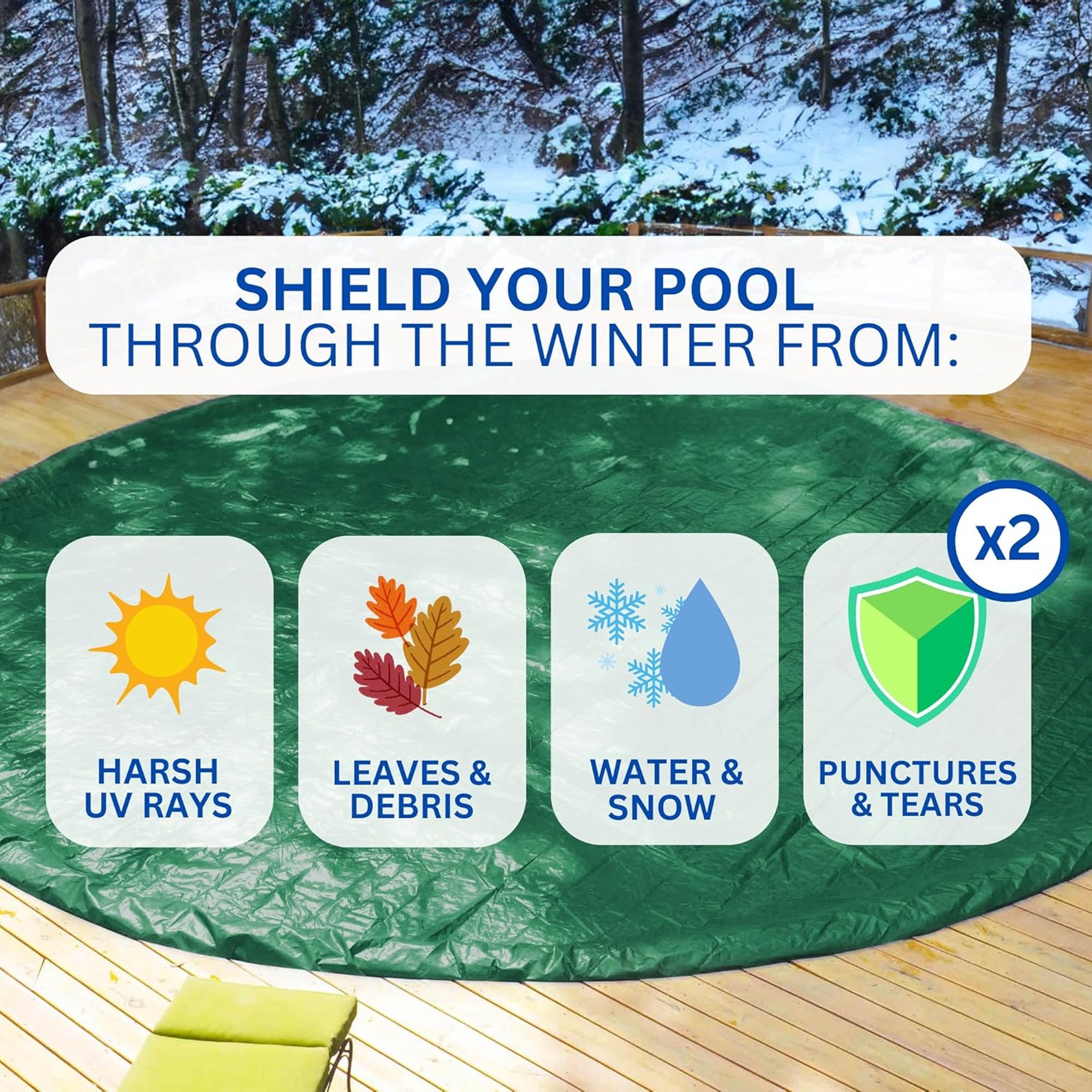 Swimline Hydrotools Ripstopper Winter Pool Cover for 12x24 Ft Above Ground Pool - VMInnovations