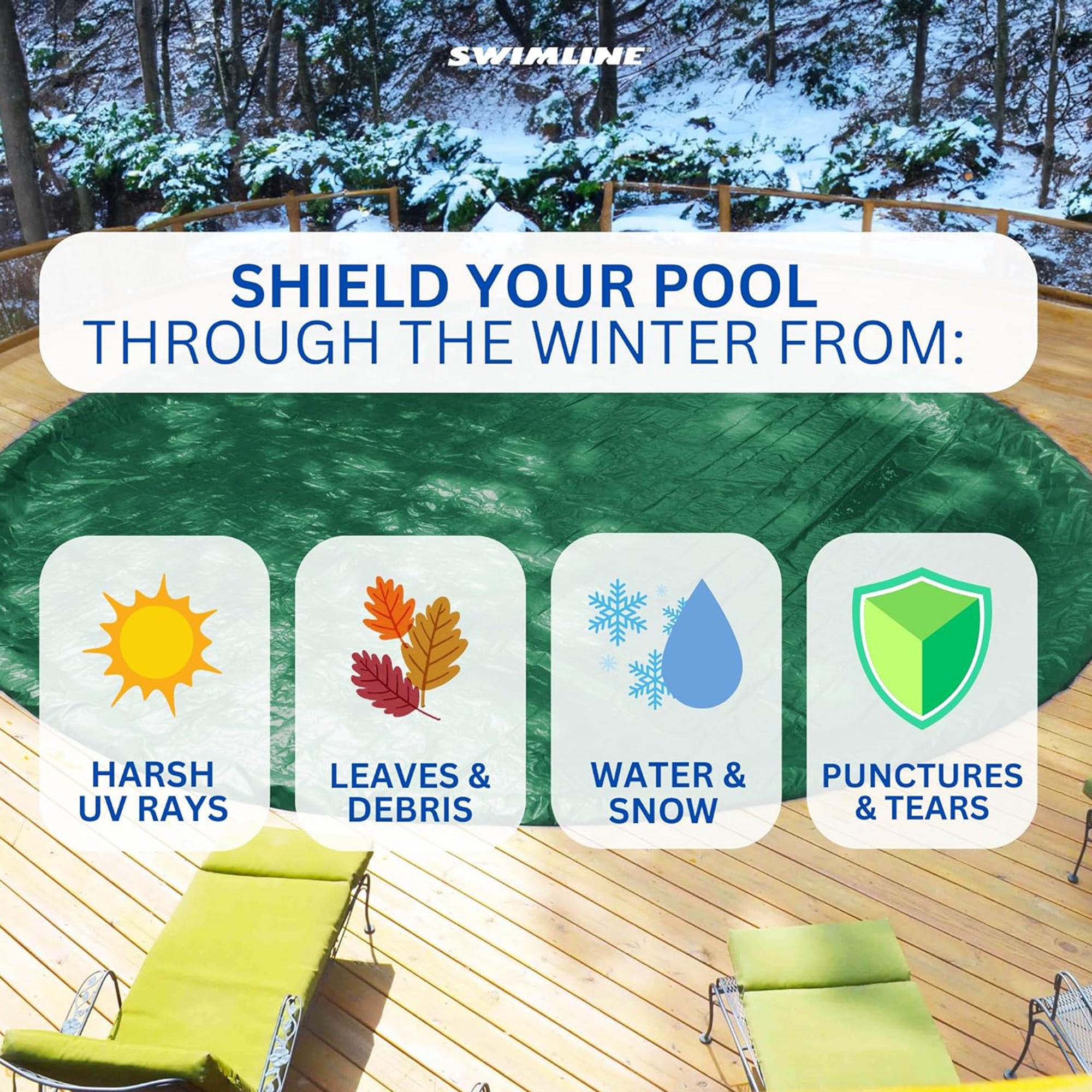 Swimline Hydrotools Supreme Guard Winter Cover for 18x34 Ft Above Ground Pools