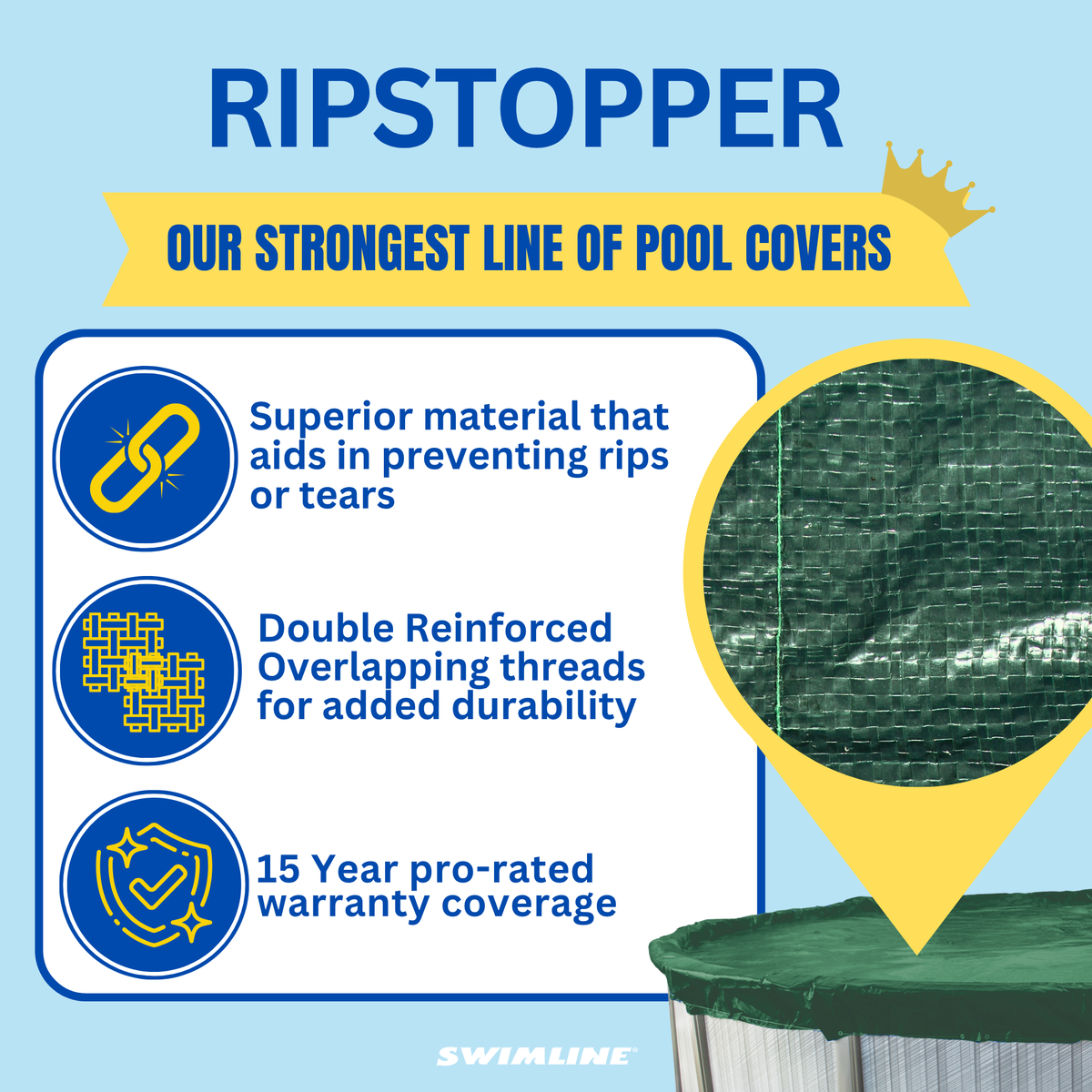 Swimline Hydrotools Ripstopper Winter Pool Cover for 18x24 Ft Above Ground Pool