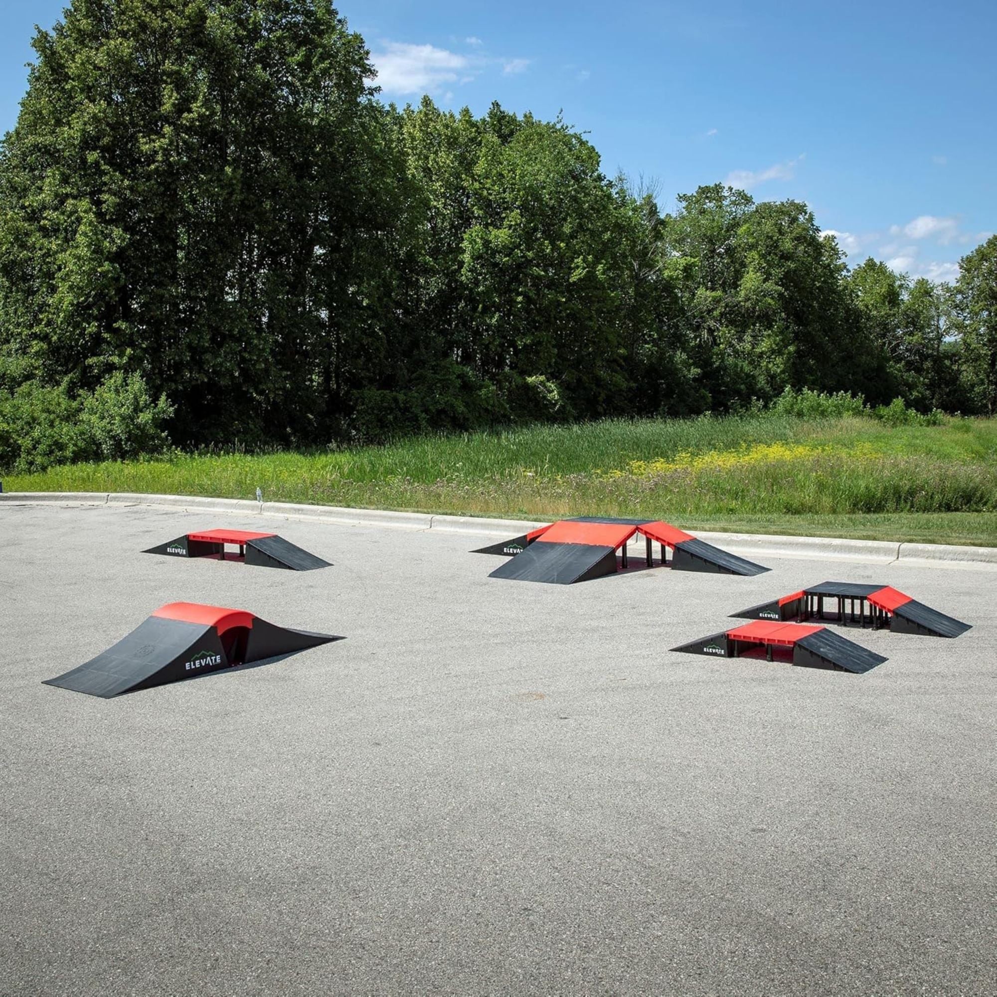 Elevate Outdoor Mini Skateboard Ramp 10-Piece Set with EZ-Link Setup, Orange - VMInnovations