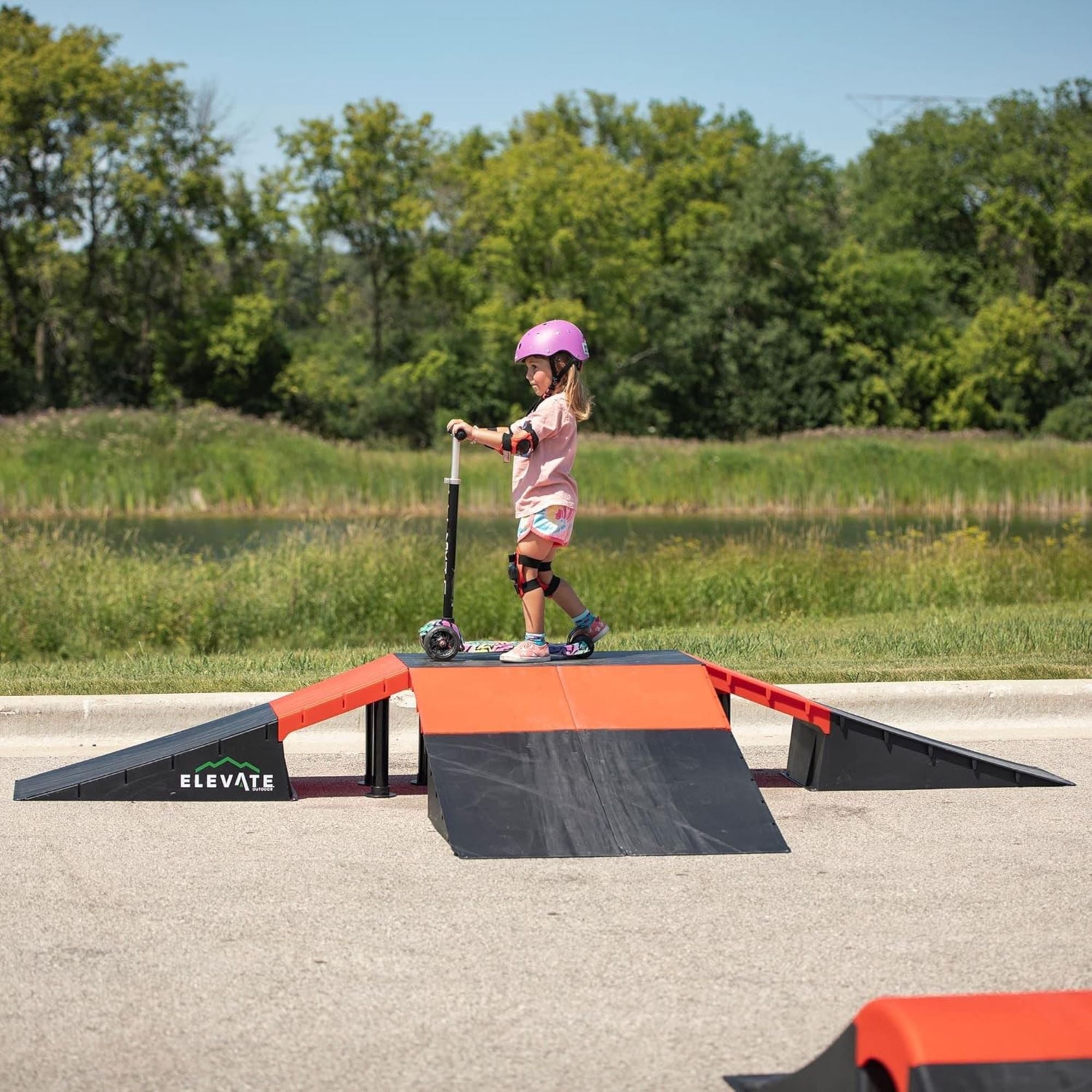 Elevate Jumbo Skateboard Ramp 9pc Set w/EZ-Link Setup, Orange (For Parts) - VMInnovations