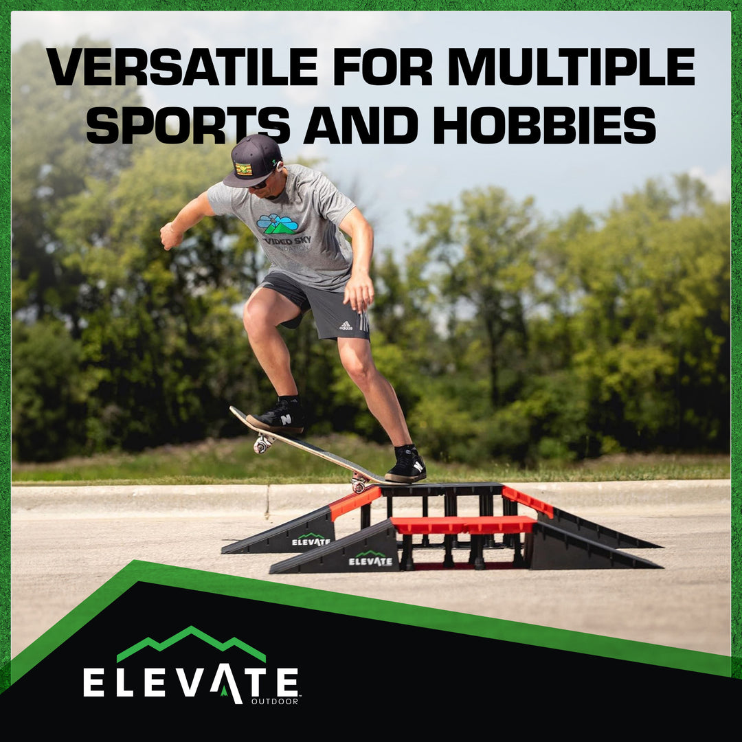 Elevate Outdoor Mini Skateboard Ramp 10-Piece Set with EZ-Link Setup, Orange