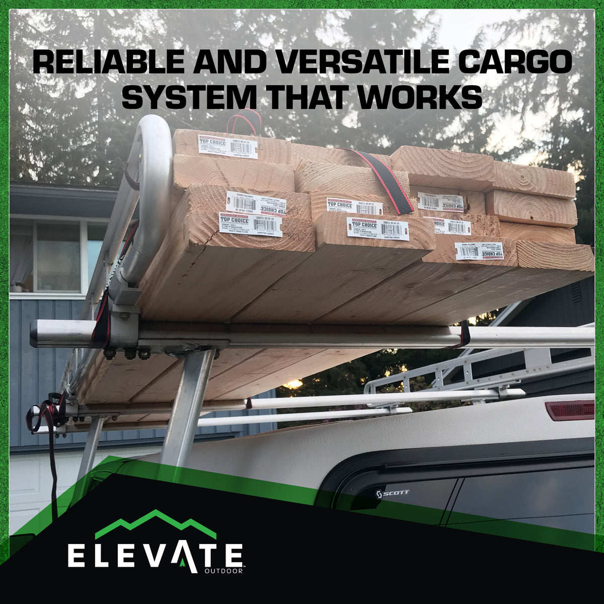 Elevate Outdoor Adjustable Universal Aluminum Pickup Truck Cap Rack for Beds