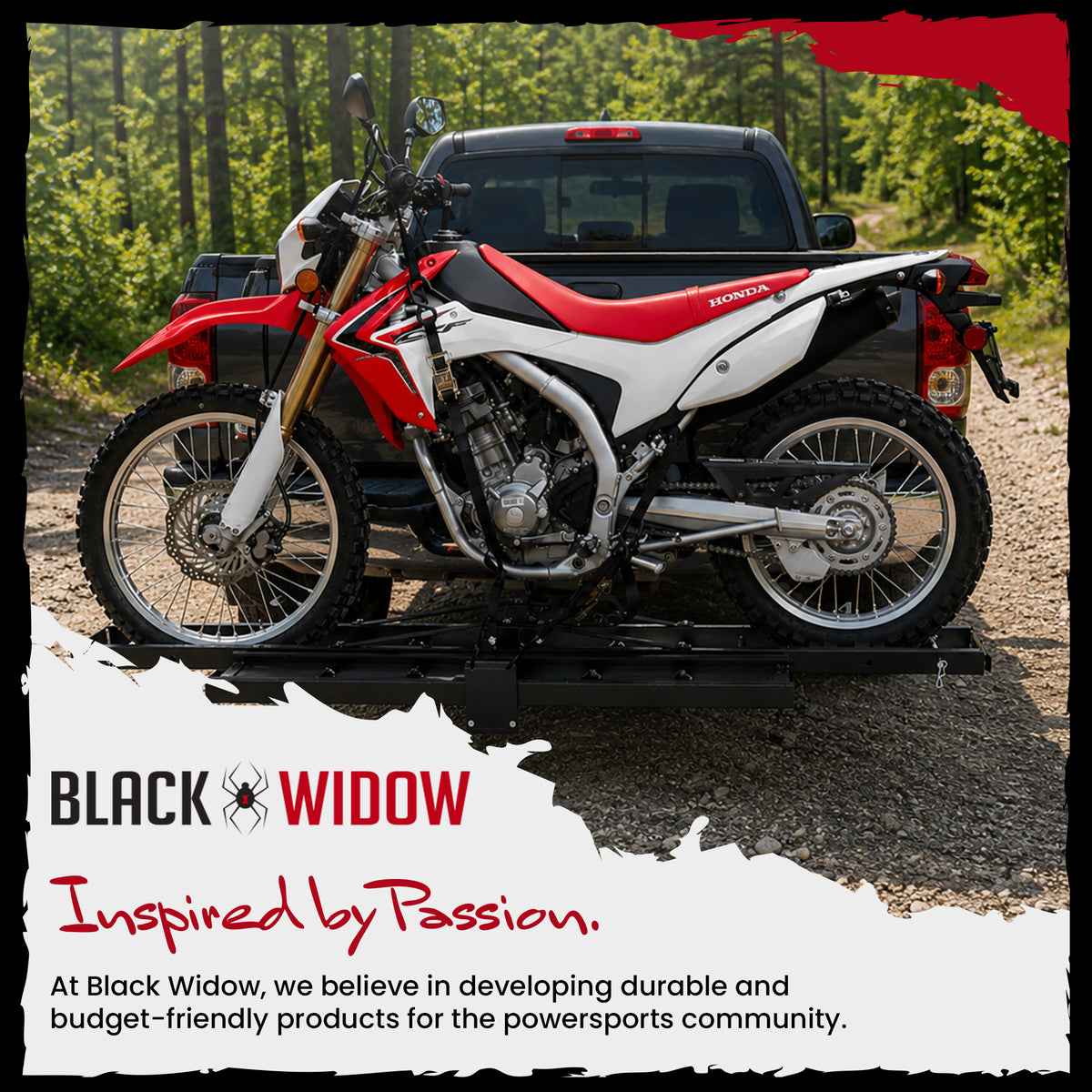 Black Widow Motorcycle Bike Carrier with Ramp for 2" Hitch, 500 lbs Cap(Used)