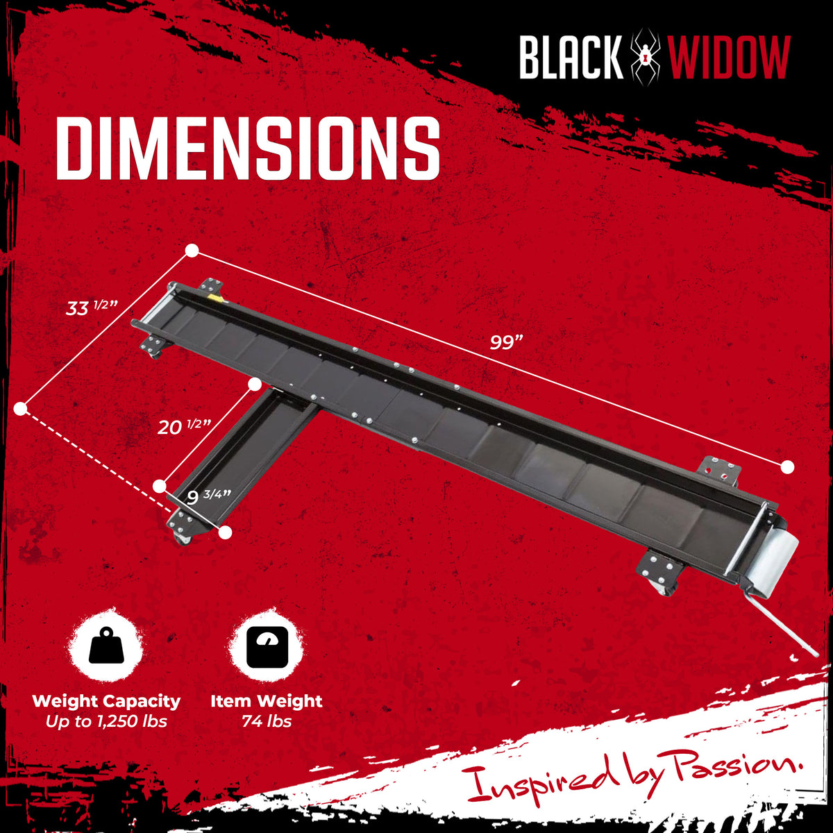 Black Widow Heavy Duty Motorcycle Dolly & Cruiser Garage Storage Ramp (Open Box)