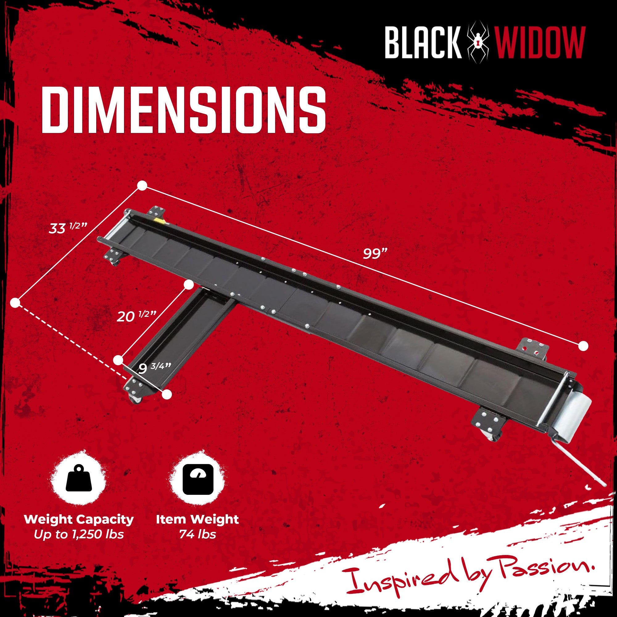 Black Widow Heavy Duty Motorcycle Dolly & Cruiser Garage Storage Ramp (Open Box)