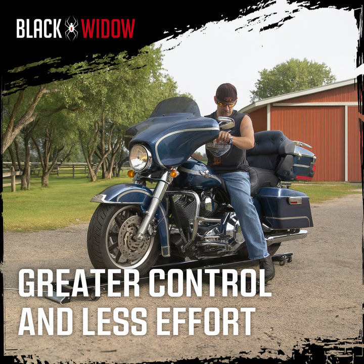 Black Widow Heavy Duty Motorcycle Dolly and Cruiser Garage Storage Ramp, Black - VMInnovations