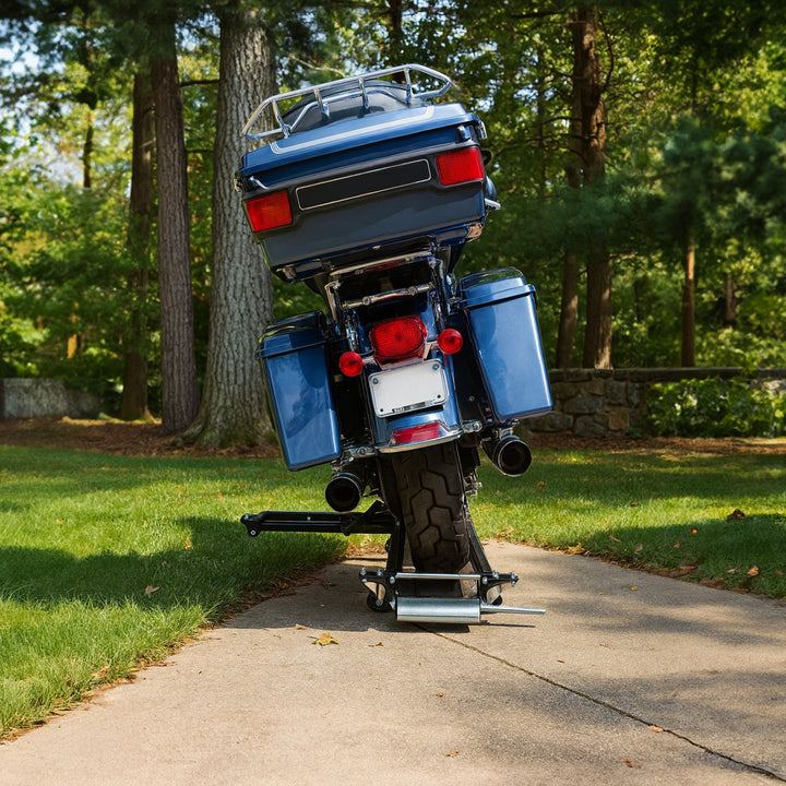 Black Widow Heavy Duty Motorcycle Dolly and Cruiser Garage Storage Ramp, Black - VMInnovations