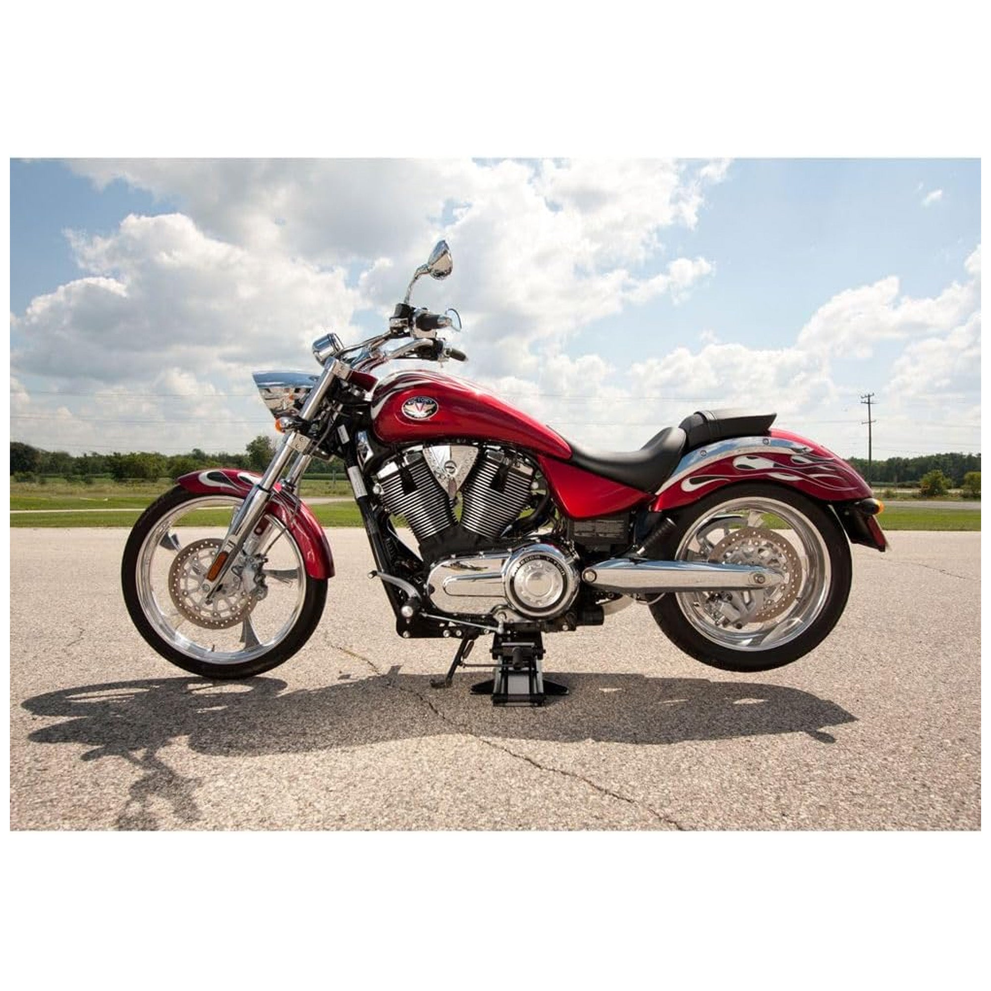 Black Widow Steel Motorcycle Jack for Front/Rear Tires, 3.75"-16.25" (Used) - VMInnovations
