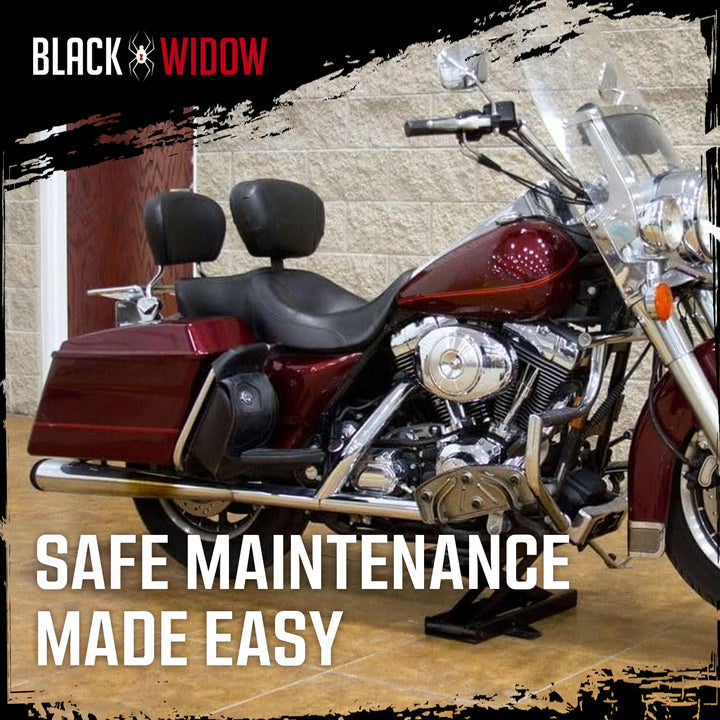 Black Widow Steel Motorcycle Jack for Front/Rear Tires, 3.75"-16.25" Lift Height - VMInnovations