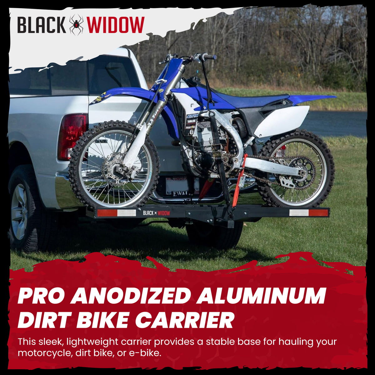 Black Widow Pro Anodized Aluminum Dirt Bike Carrier, 400 Pound Capacity, Black - VMInnovations