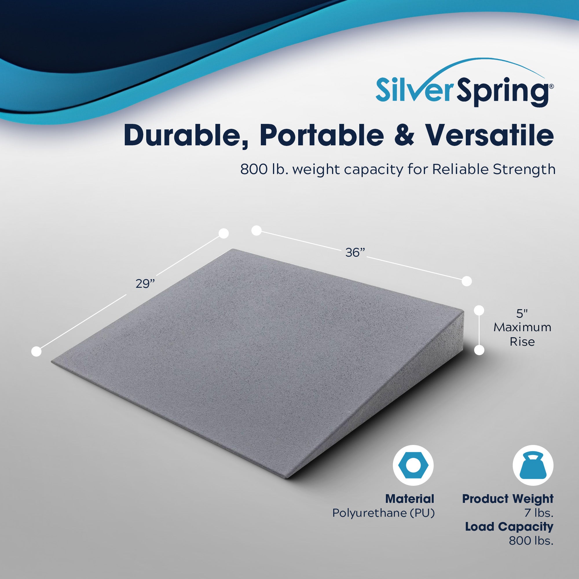 VersaRamp Lightweight Foam Threshold Ramp for Wheelchairs, 5 Inch Rise, Gray - VMInnovations