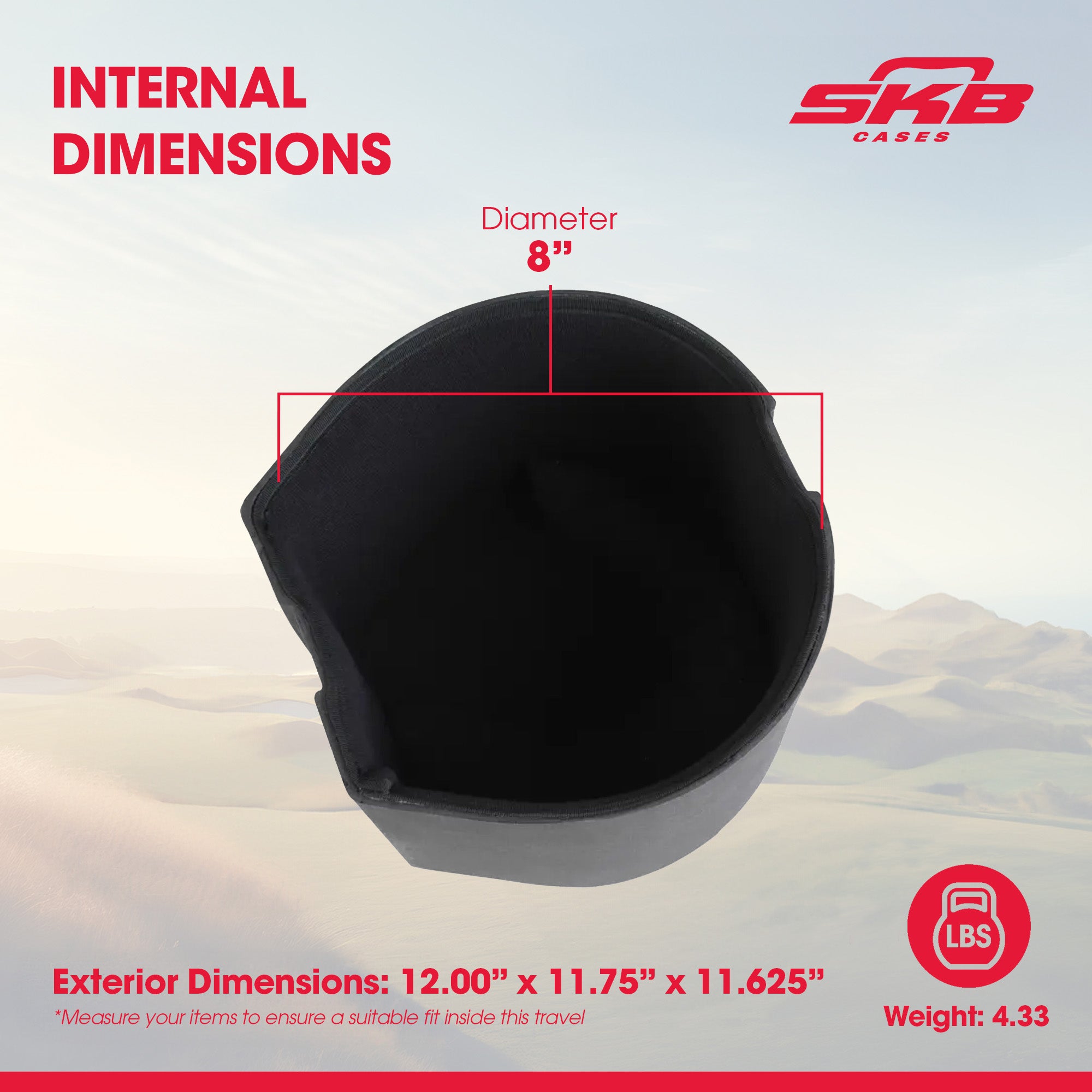 SKB 8" x 8" Tom Case with Padded Interior and D-Shaped Drum Design, Black - VMInnovations