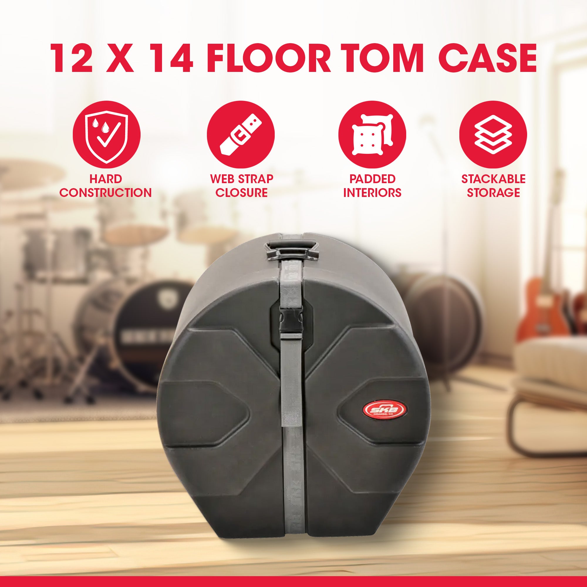 SKB 12" x 14" Floor Tom Case w/Padded Interior & D-Shaped Drum Design (Open Box) - VMInnovations