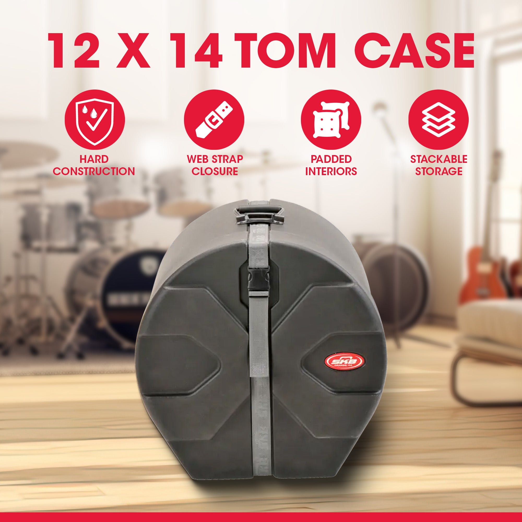 SKB 12" x 14" Tom Case w/Padded Interior & D-Shaped Drum Design (Open Box) - VMInnovations