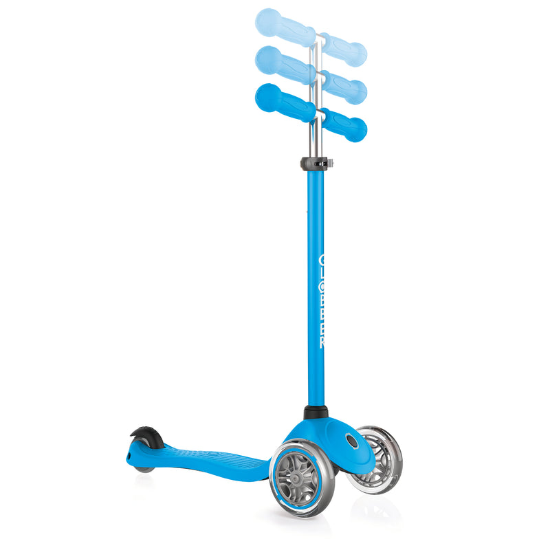 Globber Primo 3-Wheel Kids Kick Scooter, Adjustable Height, Comfort Grips, Blue