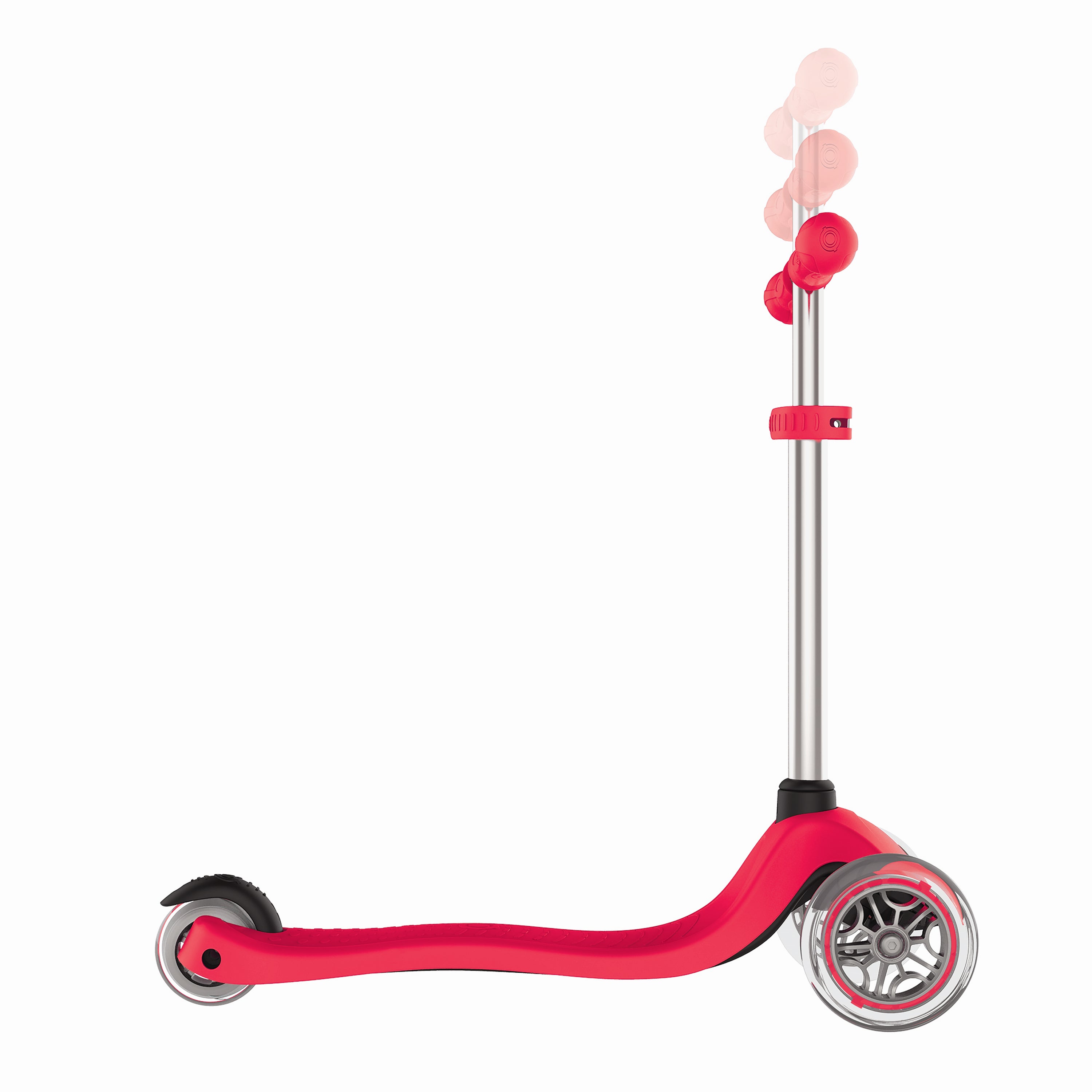 Globber Primo 3-Wheel Adjustable Kids Kick Scooter with Comfort Grips, Red