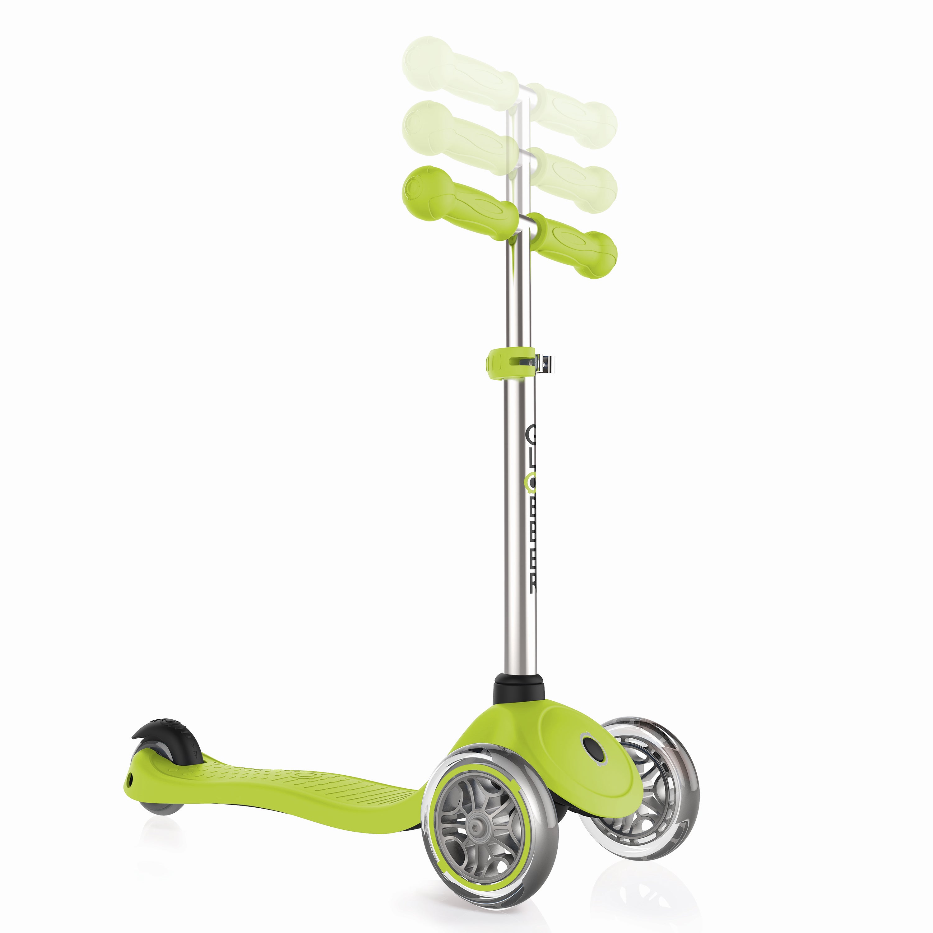 Globber Primo 3-Wheel Adjustable Kids Kick Scooter with Comfort Grips, Green