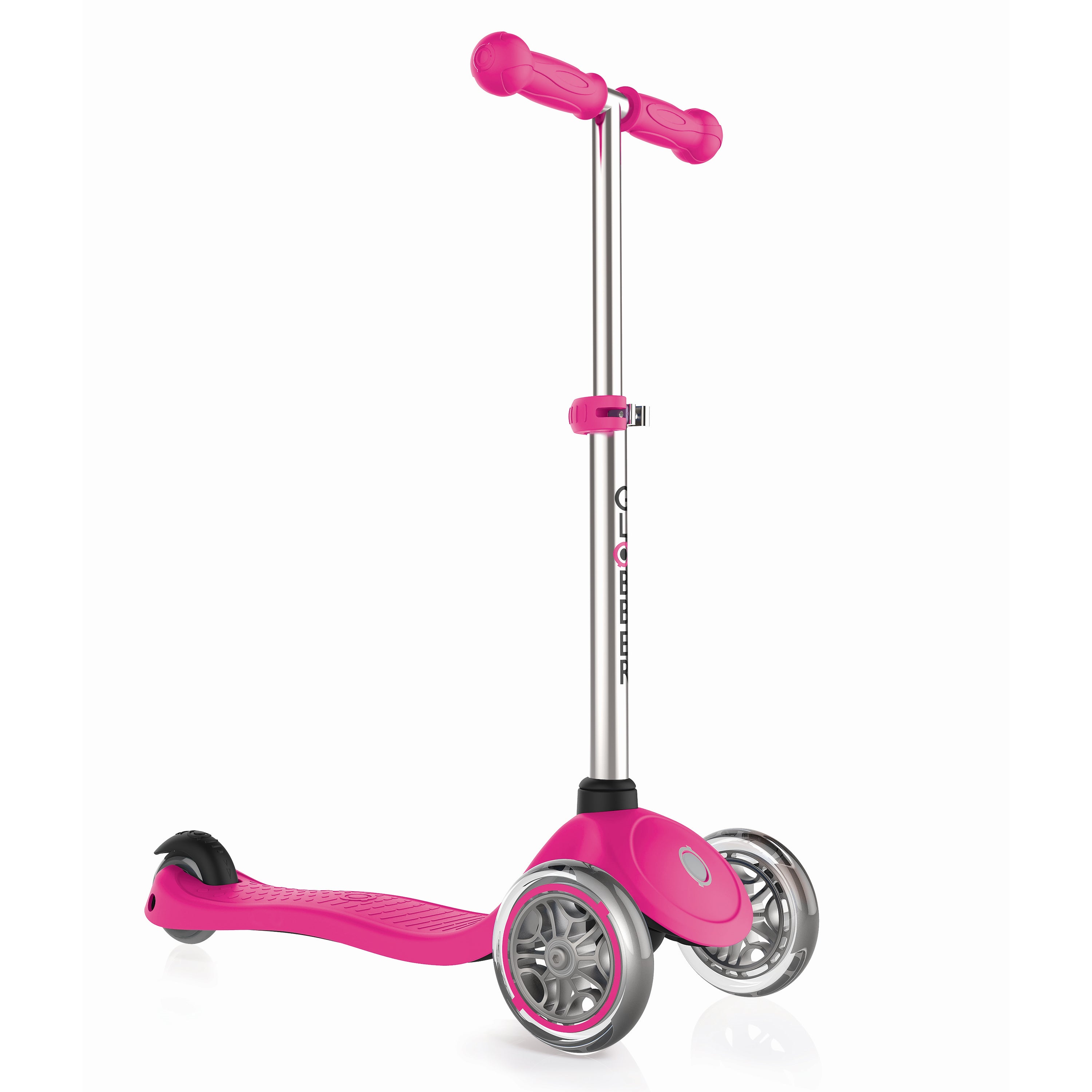 Globber Primo 3-Wheel Pink Kids Kick Scooter Bundle with Razor V17 Youth Helmet