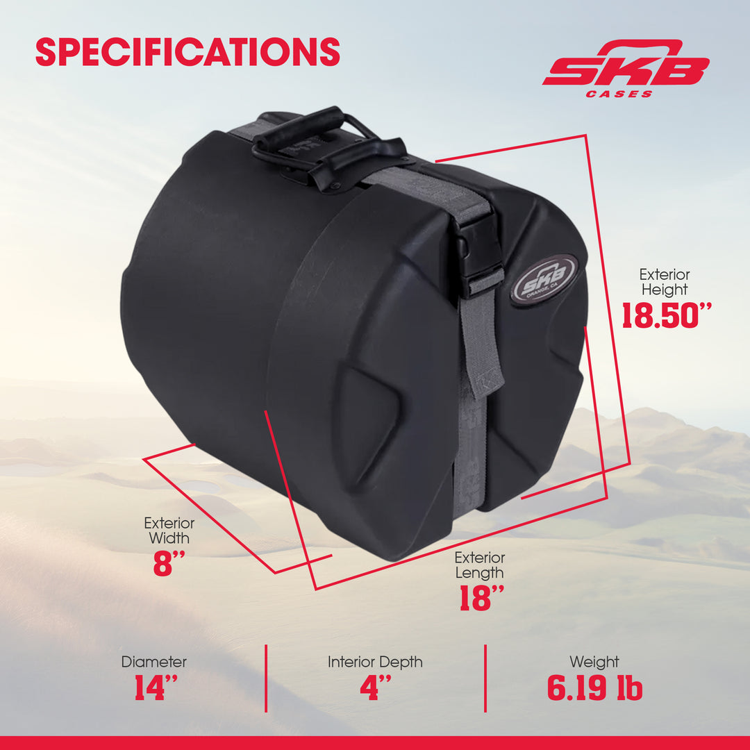 SKB 4" x 14" Snare Case with Padded Interior and D-Shaped Drum Design - VMInnovations