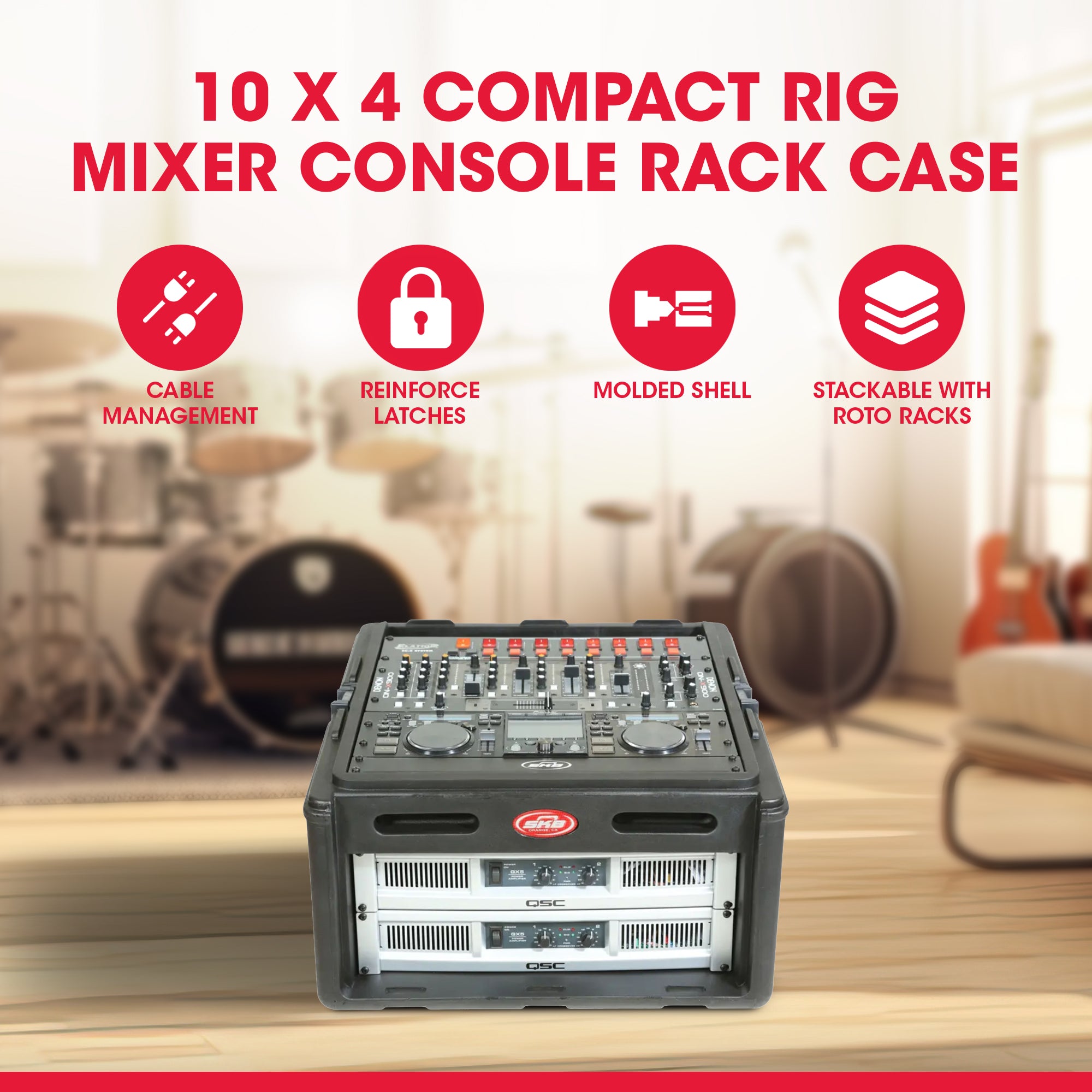 SKB Roto Rack/Mixer Console, 10U Slanted Rackmount on top, 4U Rackmount in Front - VMInnovations