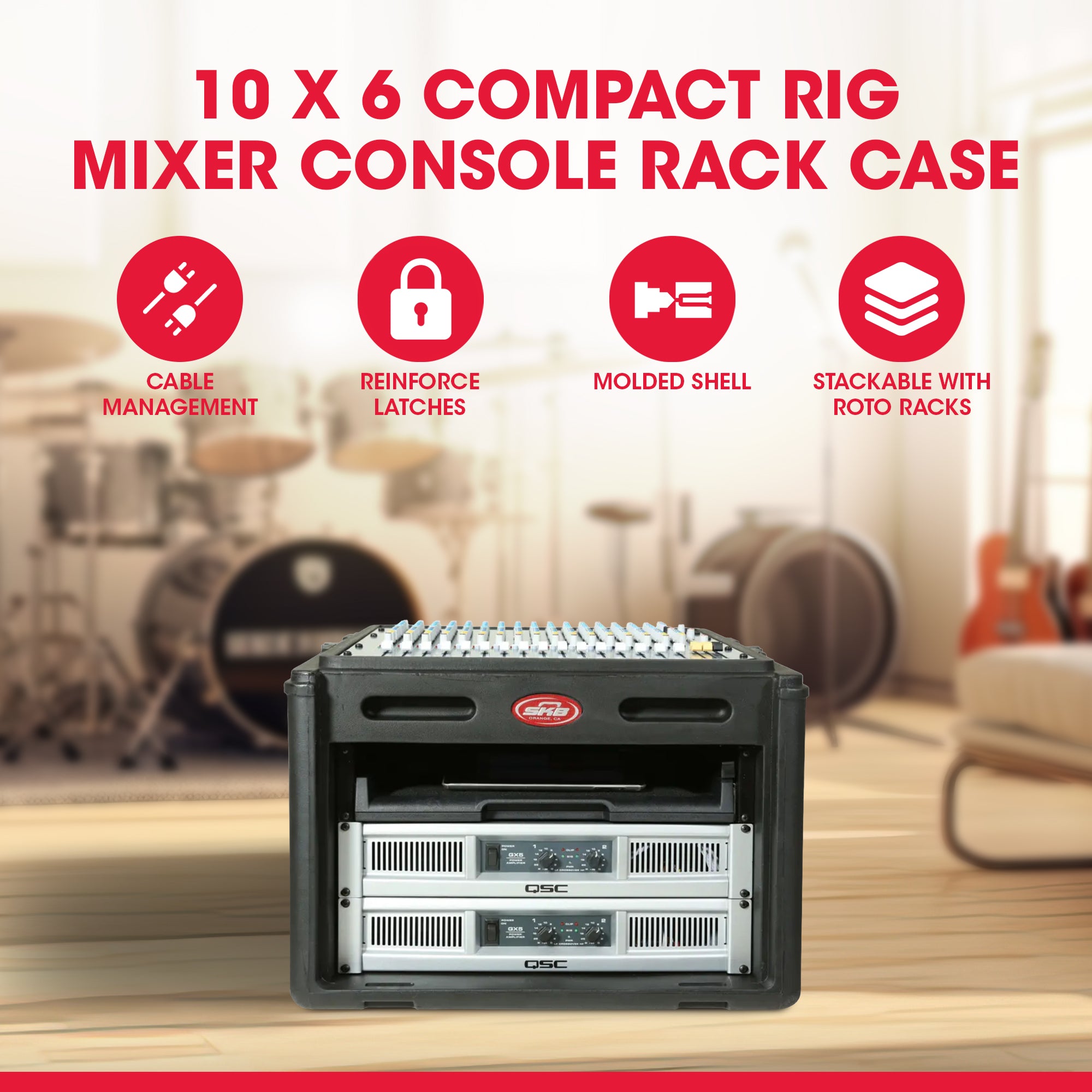 SKB Roto Rack/Mixer Console, 10U Slanted Rackmount on top, 6U Rackmount in Front - VMInnovations