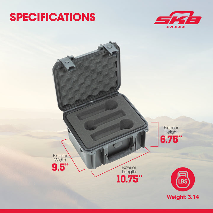 SKB Microphone Hard Case, Polypropylene Shell with 6-Slot Foam Interior, Black - VMInnovations