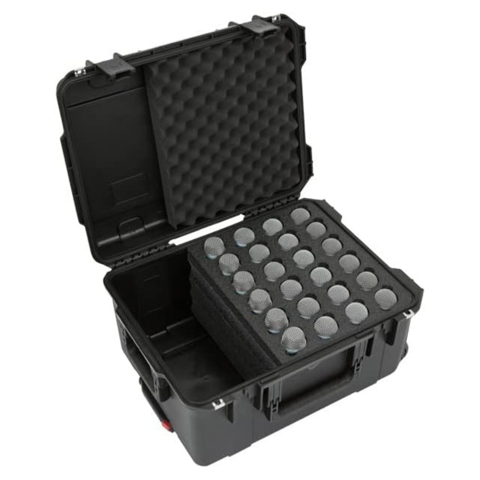 SKB Microphone Hard Case, 24-Slot Foam Interior with Cable Storage and Wheels - VMInnovations