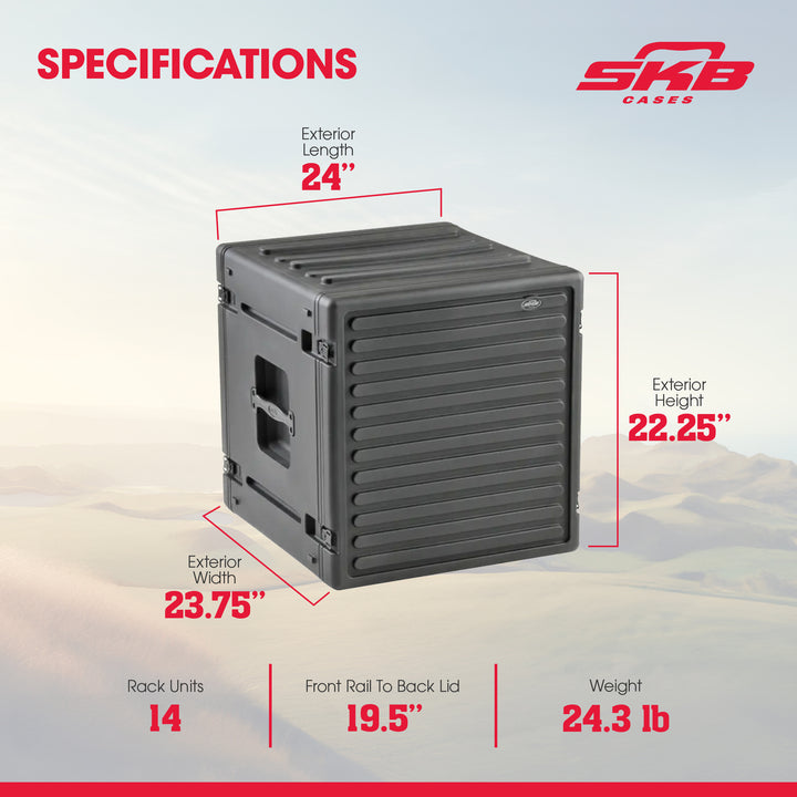SKB 12U Roto Rack Case Polyethylene Gear Protector, Stackable, Waterproof, Black - VMInnovations