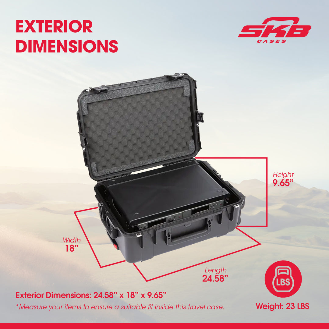 SKB 2U iSeries 13" Injection Molded Fly Rack with Built-In Wheels and Handle - VMInnovations
