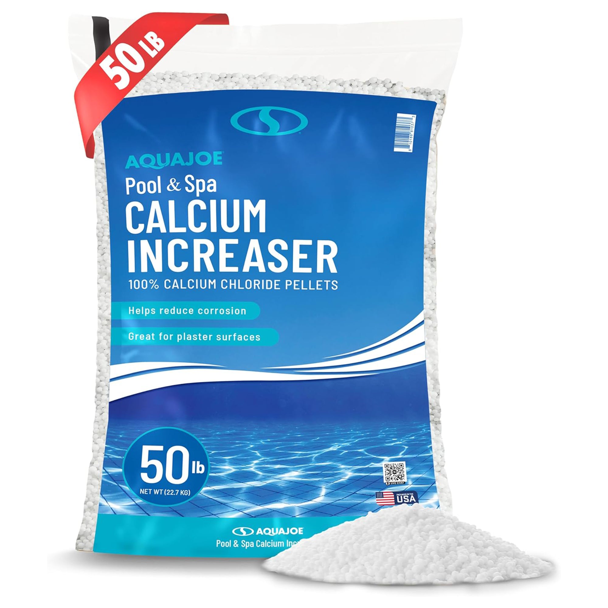 Aqua Joe Pool & Spa Calcium Chloride Pellets, 50 lb Bag – Calcium Hardness Increaser for Above & In-Ground Pools + Fast-Acting Ice Melt, CCPL50 - VMInnovations