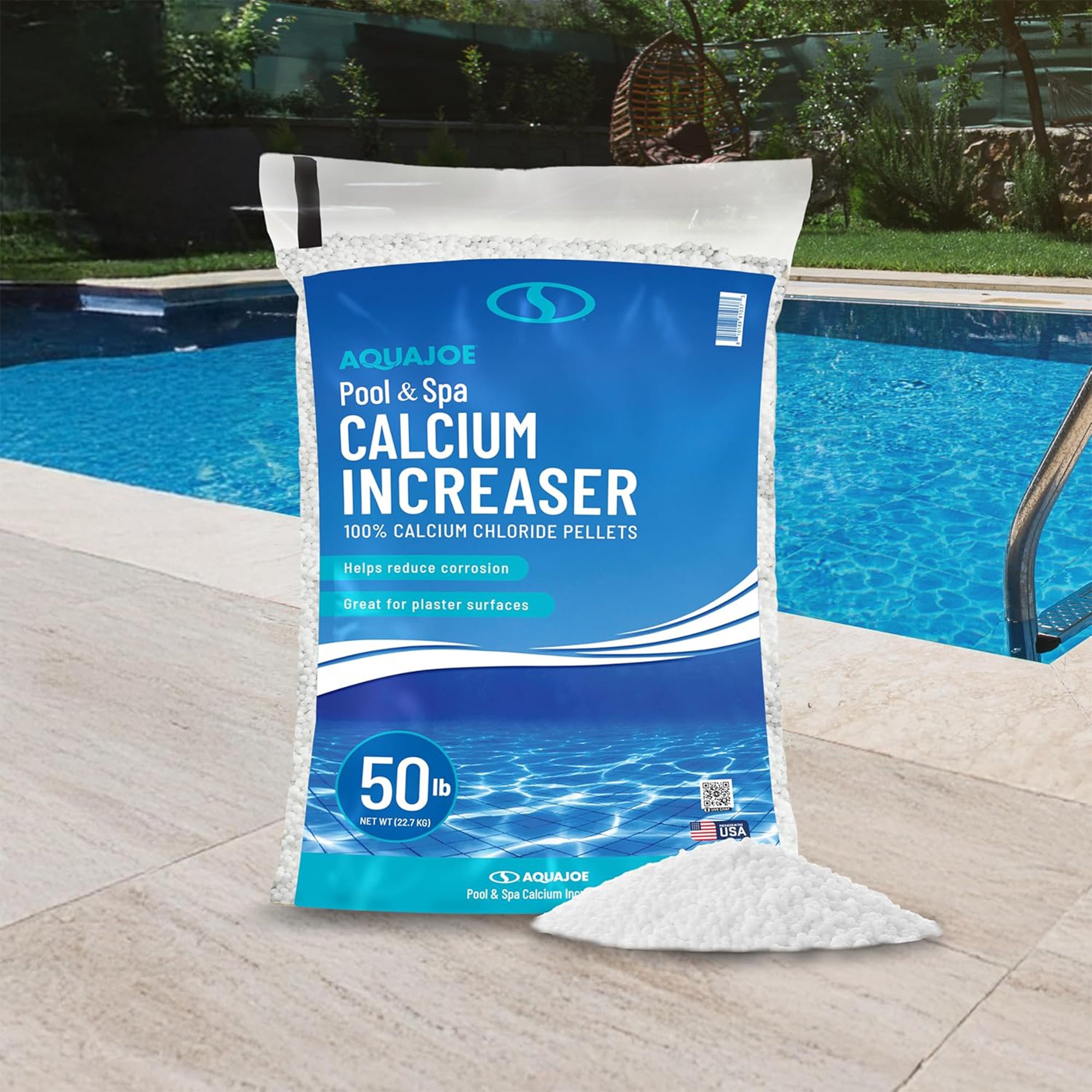Aqua Joe Pool & Spa Calcium Chloride Pellets, 50 lb Bag – Calcium Hardness Increaser for Above & In-Ground Pools + Fast-Acting Ice Melt, CCPL50 - VMInnovations