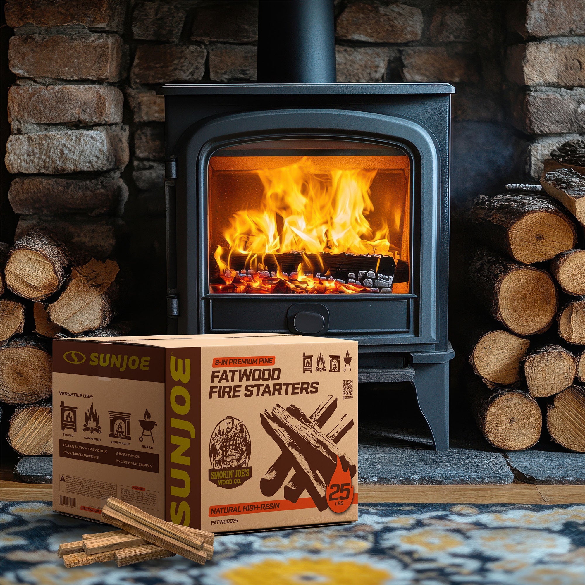 Sun Joe 40lb Fire Starter Sticks for Fireplace, Wood Stove & Grill (Open Box)