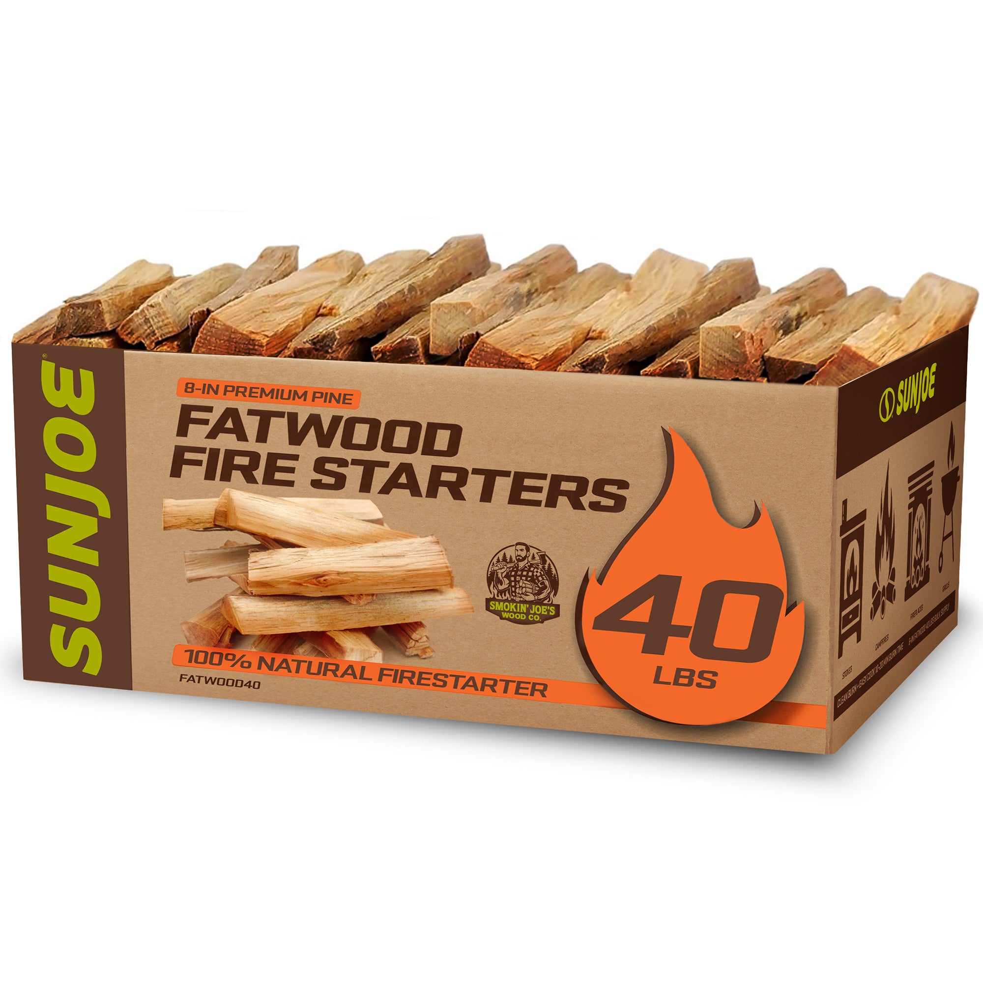 Sun Joe 40lb Fire Starter Sticks for Fireplace, Wood Stove & Grill (Open Box)
