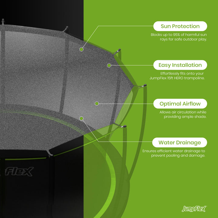 JumpFlex HERO 15' Trampoline Outdoor Activity Set with SMARTSHADE Canopy Cover - VMInnovations