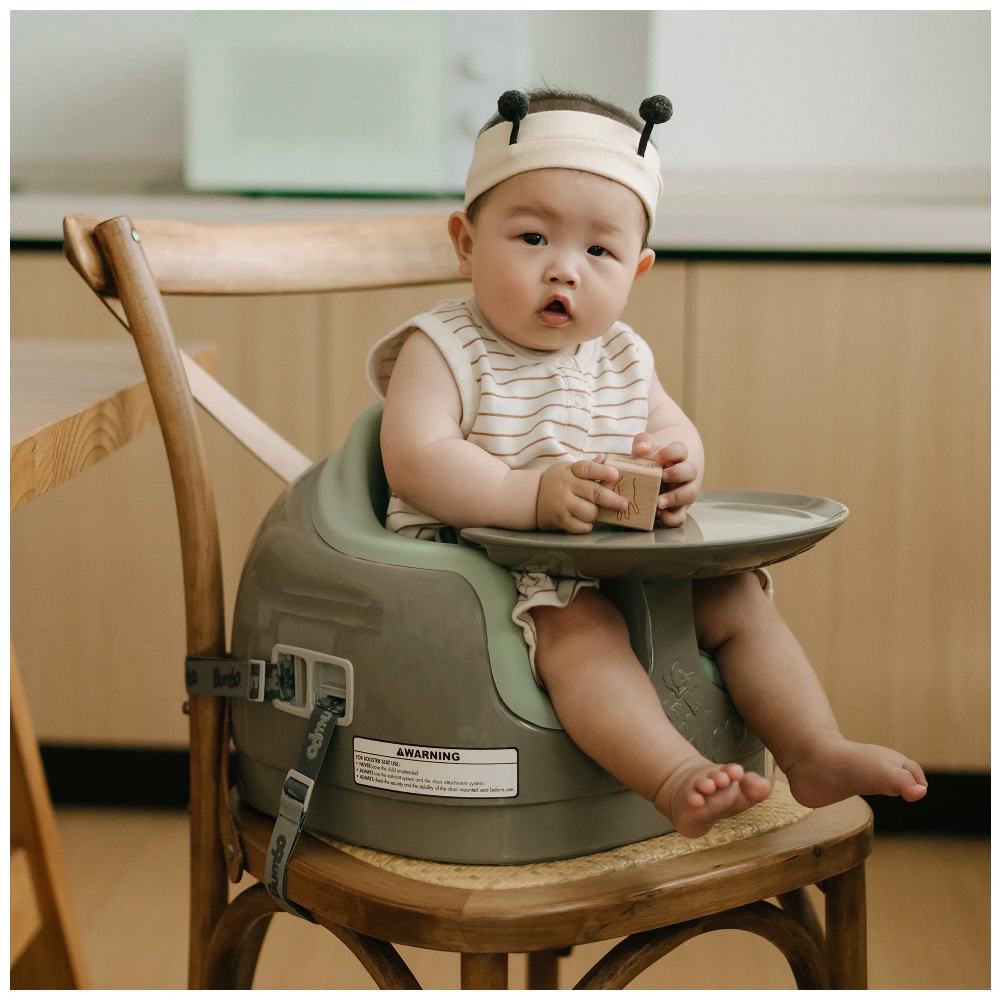 Bumbo Toddler Multi Seat 3-in-1 Booster High Chair and Tray, Beige & Agave, 2 Pack