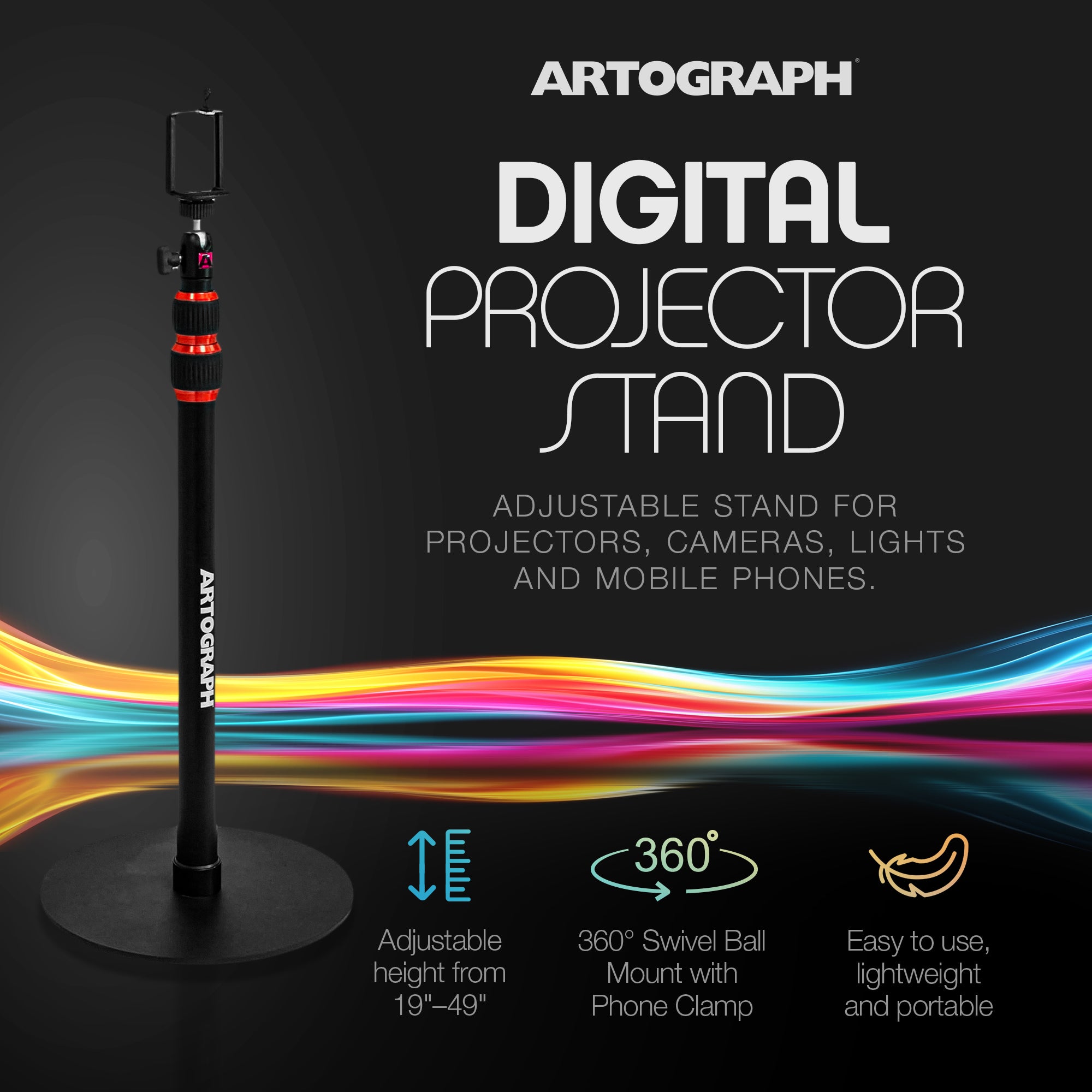 Artograph Smart LED Art Projector, Auto Focus Grids + Adjustable Projector Stand