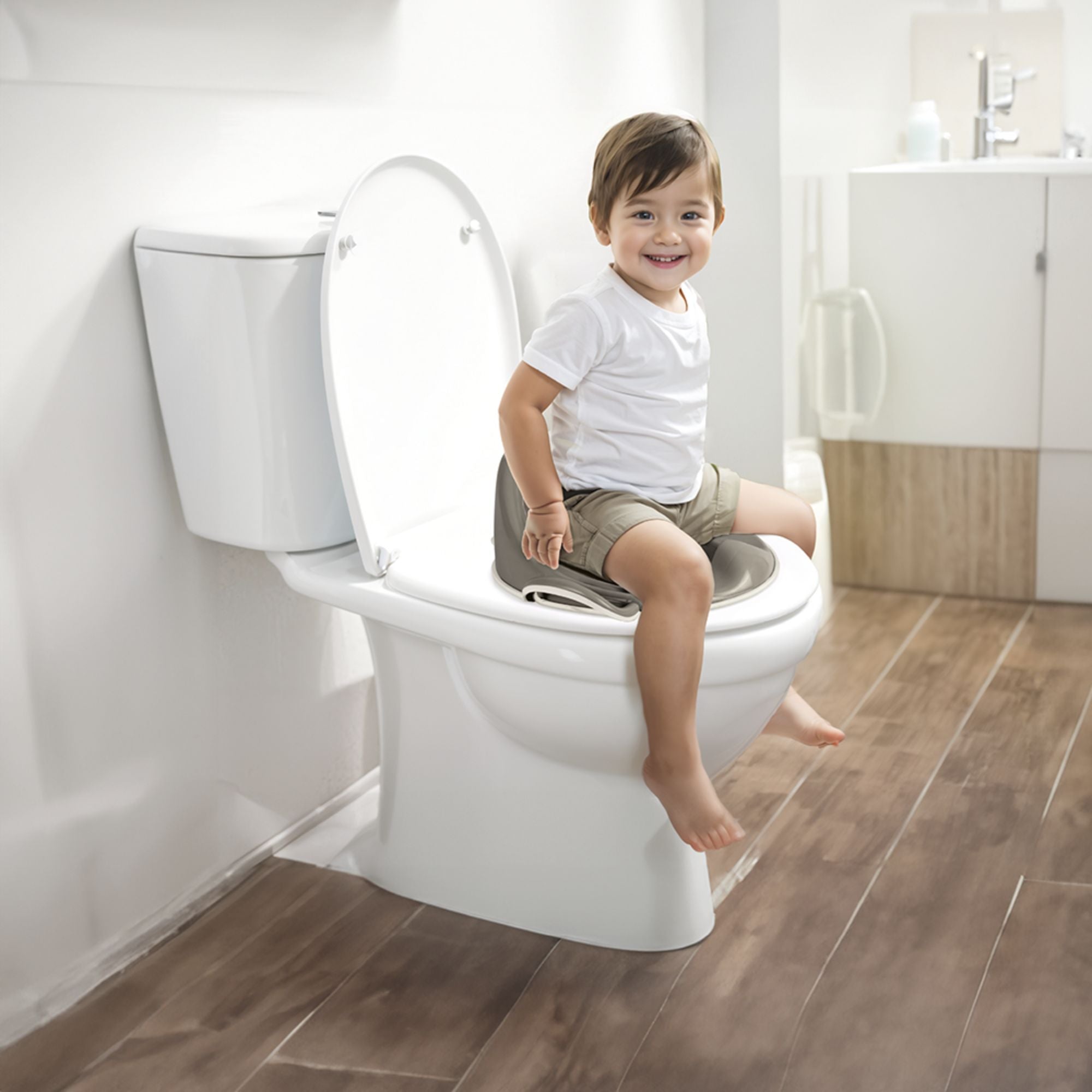 Dolu Nuve Toddler Toilet Training Seat Insert with High-Arched Backrest, Grey - VMInnovations