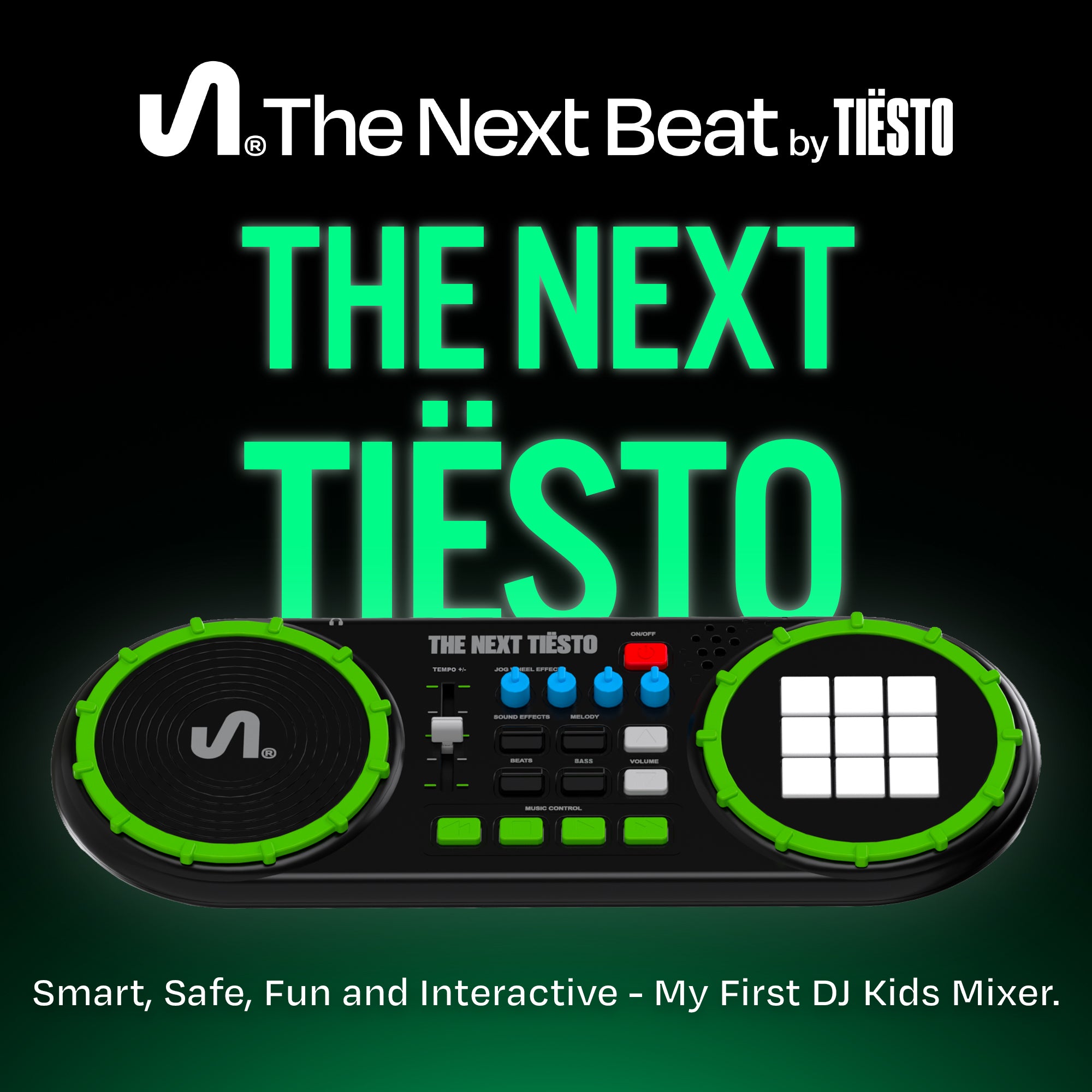 The Next Beat by Tiesto First DJ Mixer for Kids w/Jog Wheel, Effects, & LED Pads - VMInnovations