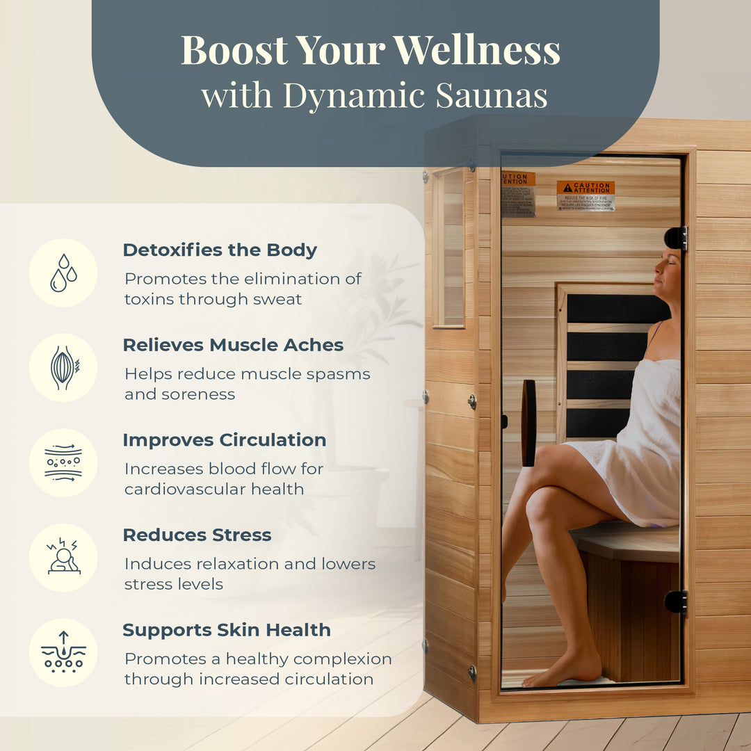 Dynamic Saunas Elite 1 Person Compact Ultra Low EMF FAR Infrared Home Sauna - VMInnovations